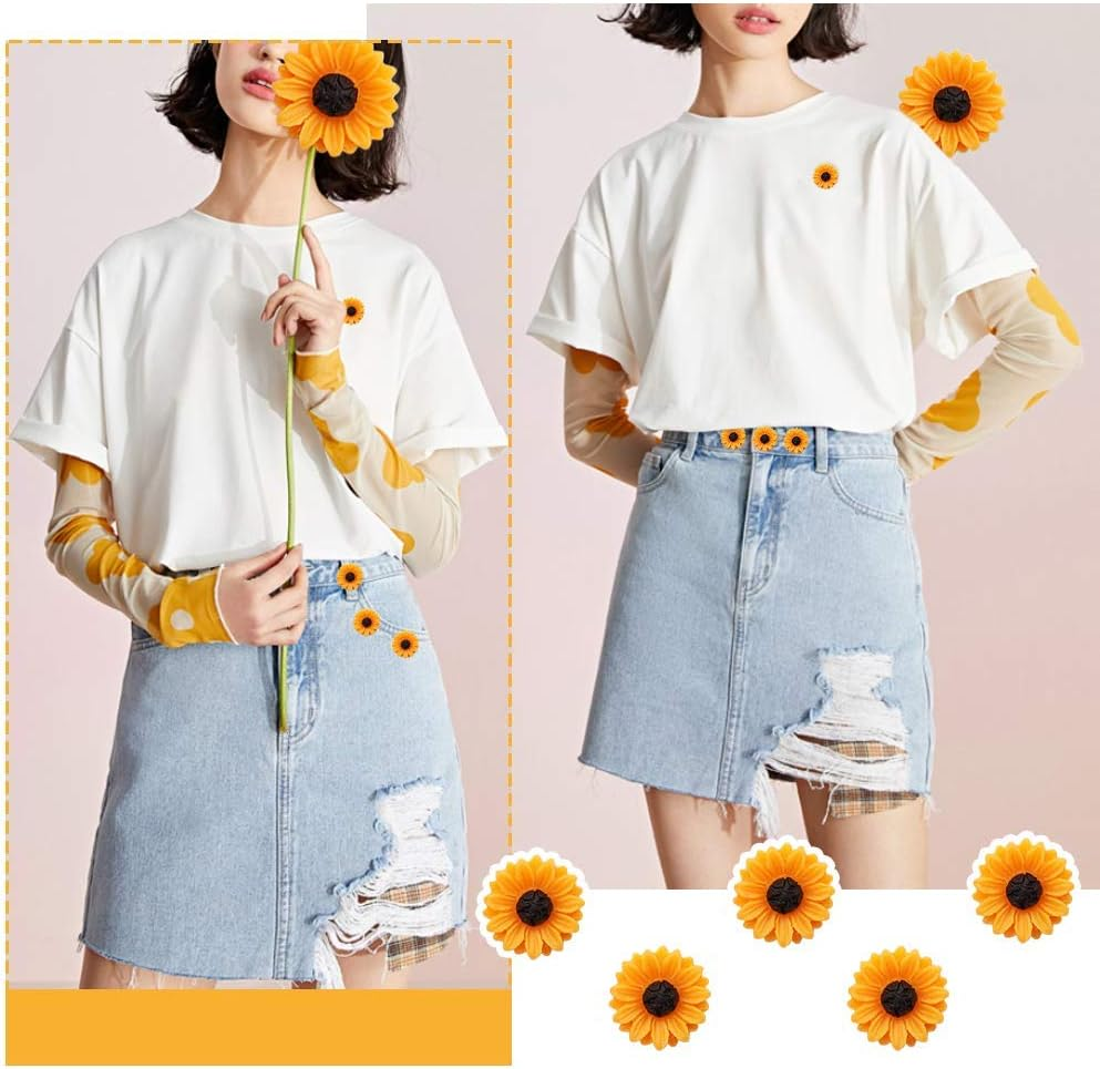 Joyci 10-Pack Women Brooch Lapel Pins Novelty Sunflower Daisy Safety Push Pin Buckle for Shirt Hat Cardigan Sweater Decorate Tie Tacks Pin Back Clutch image number 1