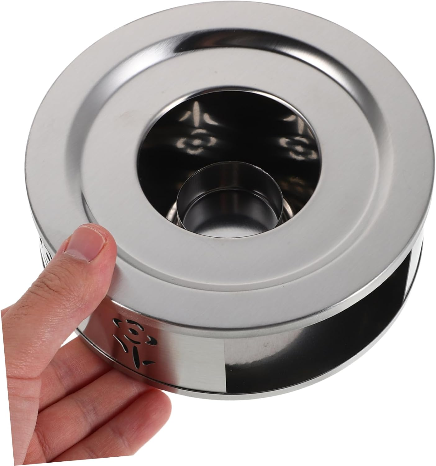 EXHUMKY Teapot Warmer: Flower Pattern Tea Pot Warmer Tealight Holder Stainless Steel Water Kettle Heater Base for Teapot Food Pot Holder for Espresso Coffee Milk image number 3