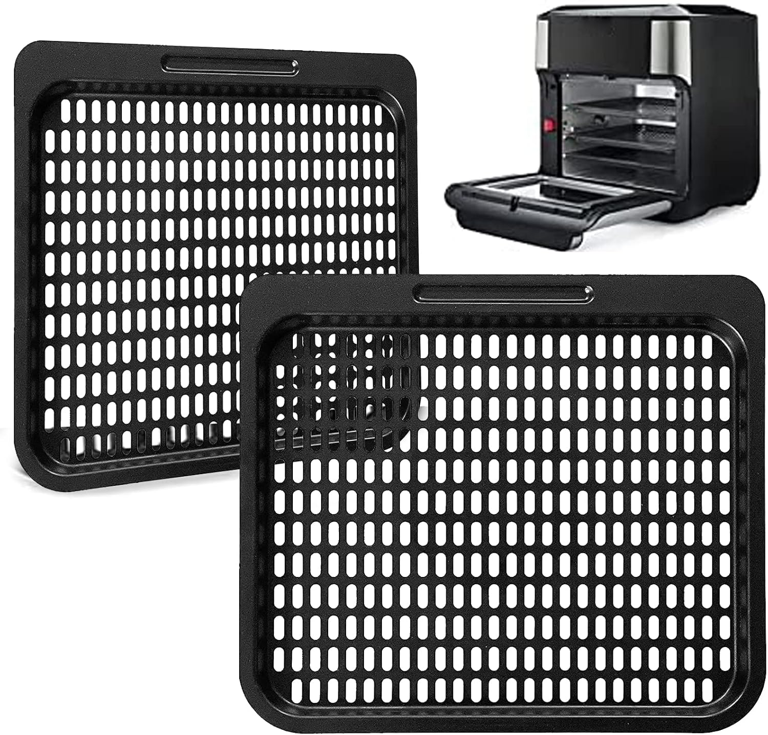 Air Fryer Cooking Tray for Instant Vortex Plus10 Qt, 2 PCS Food Grade Nonstick Replacement Rack Parts Grill Pan Crisper Plate for Powerxl Chefman Innsky CROWNFUL 10.6Qt Air Fryer Oven, Dishwasher Safe image number 2