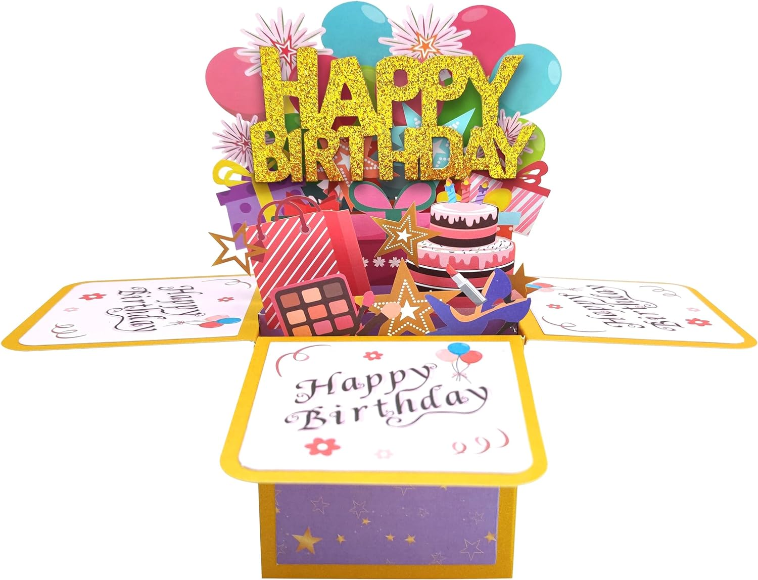 Funny Happy Birthday Pop up Card, Sweet 3D Birthday Gift Box for Adults and Kids with Envelopes, Unique Handmade Foldable Celebration Cards for Daughter, Son, Mom, Dad, Friend - Happy Birthday Card image number 2