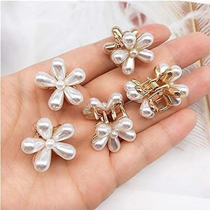 Radhu&Kabby Pack of 12 | Pearly White | Nonslip Small Claw Clip for Women | Strong Hold Mini Hair Clips for Girls | Butterfly Clutchers | Hair Clamps | Barrettes
