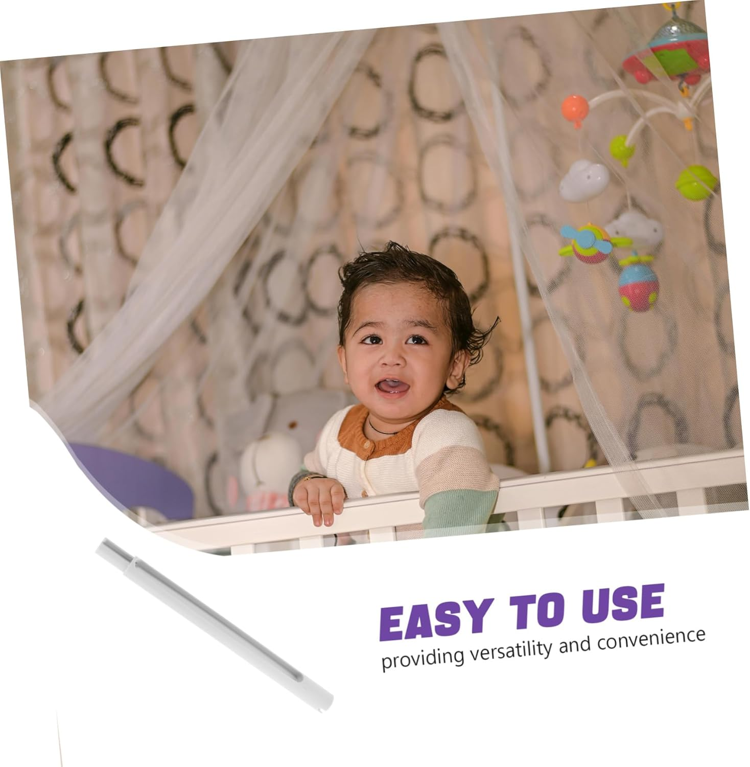 Crib Pendant Extension Rod Adjustable Mobile Arm for Mobiles No Drilling Required DIY Crib Mobile Kit Nursery Mobile Support Rod Bell Extension Rod image number 6