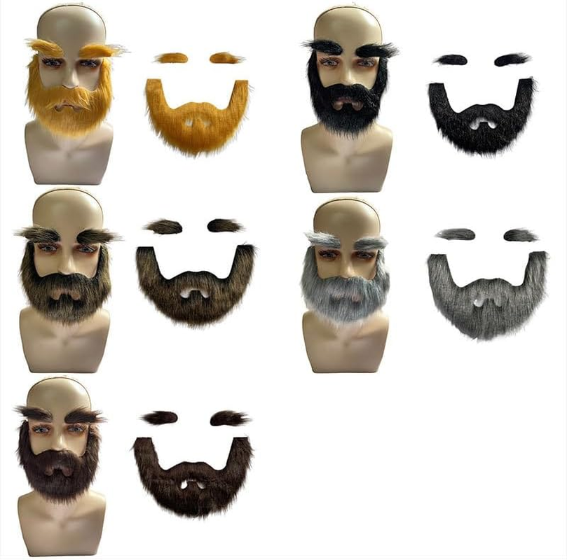 CENZICOM Fake Mustache Set Fake Beard Mustaches - DIY Self Adhesive Facial Hair for Costume and Halloween Festival Party