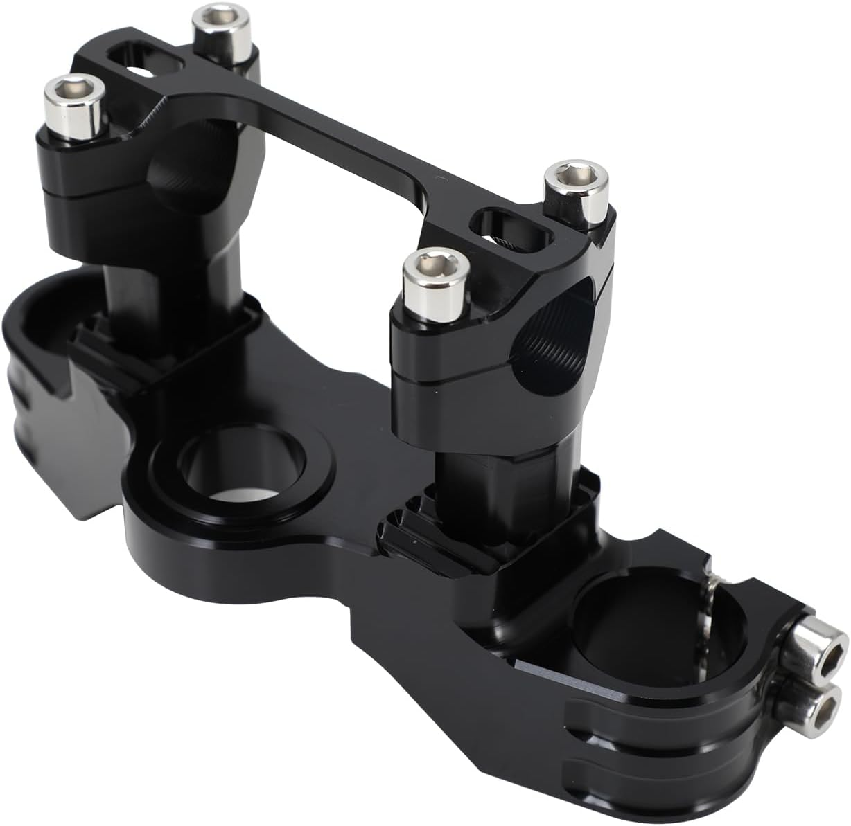 USTPO Motorcycle Top Triple Clamp 7/8" 22MM Upper Triple Tree Bar Mount with Risers Set CNC for KLX110 KLX 110 110L KLX110L 2002-2023 Black image number 2