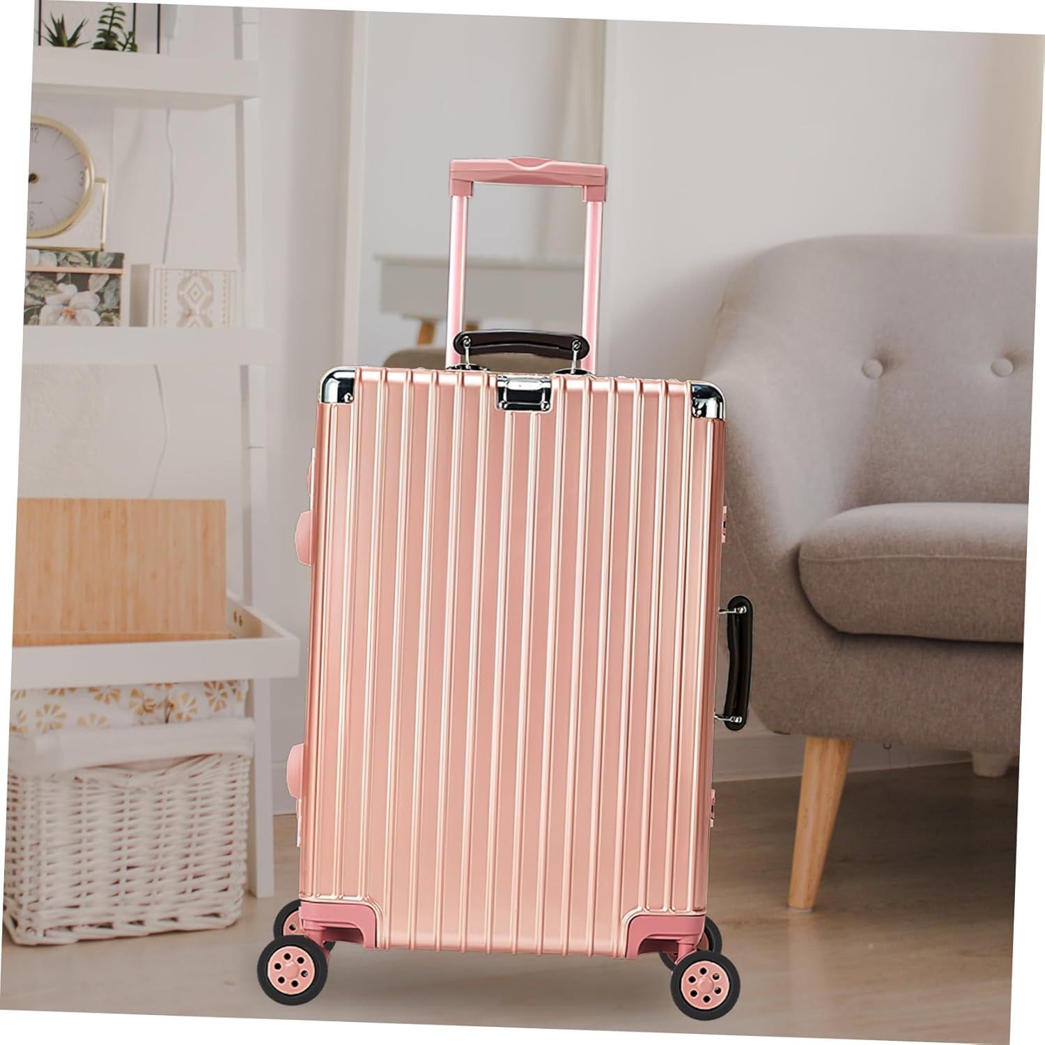 TOPPERFUN 8Pcs Rubber Luggage Wheel Protector Covers Suitcase Caster Noise Reduction Dark Color Set Travel Luggage Wheel Wraps Floor Protectors for Travel Suitcases image number 2