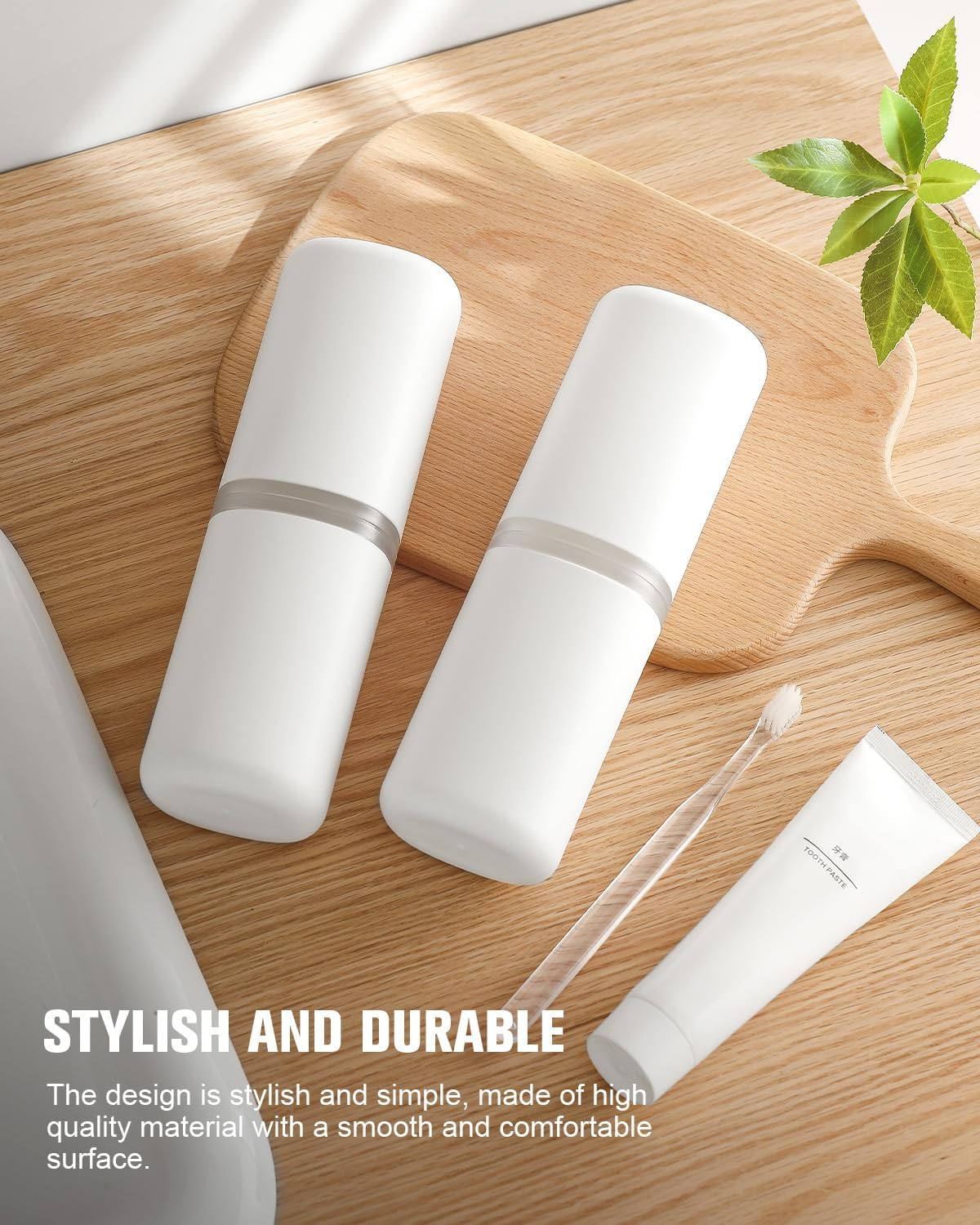 FERYES Travel Toothbrush Holder - Portable Toothpaste Organizer with Mouthwash Cup, Travel-Friendly Tooth Brushes Holder with Draining Lid - White image number 1