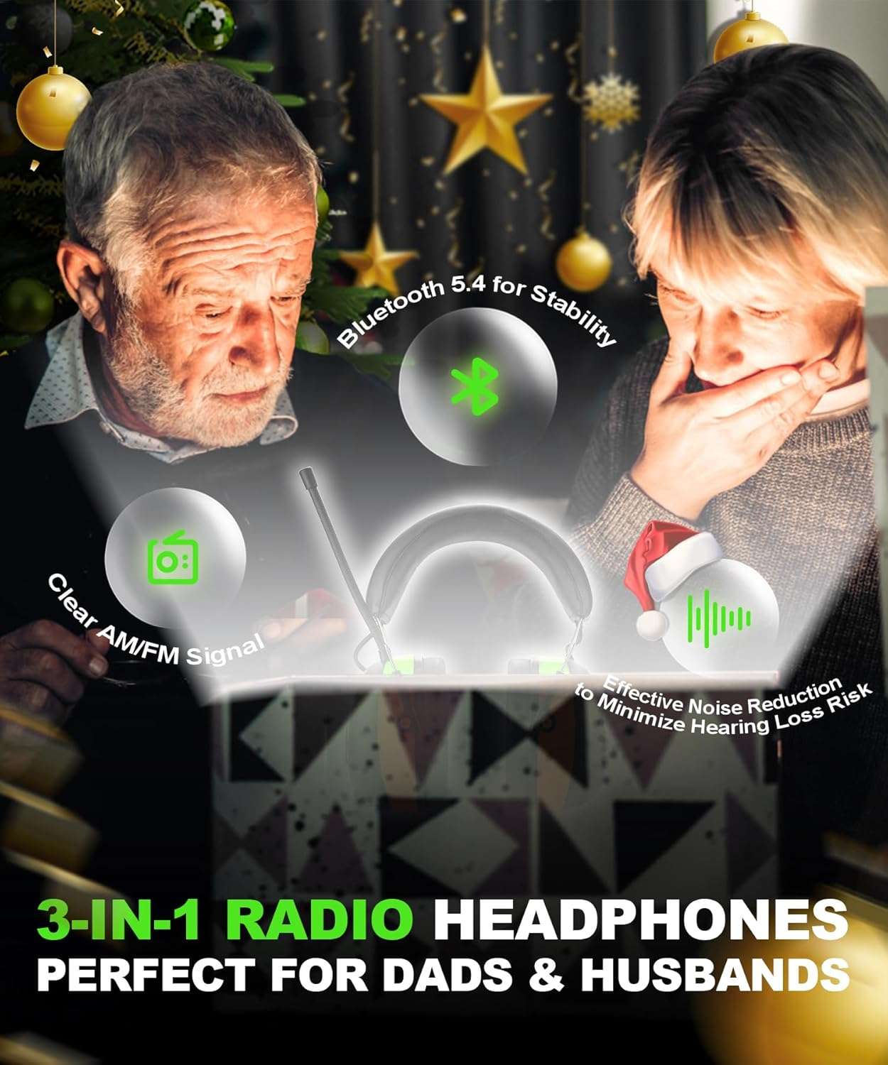 PROHEAR 033 Bluetooth AM/FM Radio Headphones with 2000Mah Rechargeable Battery, 25Db NRR Noise Reduction Safety Earmuffs - Bluetooth+Amfm Green 2.0 image number 4