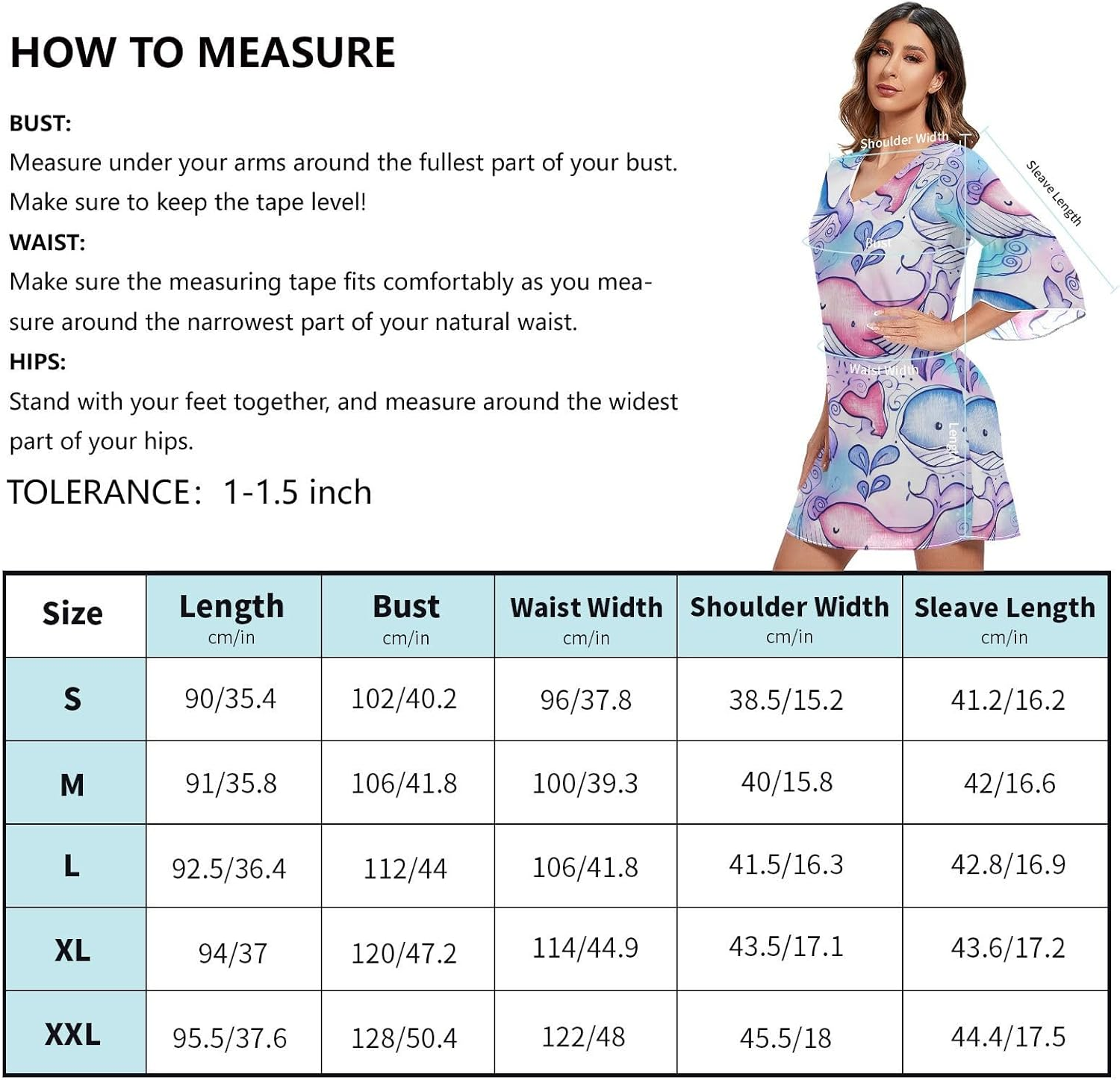 Cute Cartoon Whales Casual V Neck Dress Printed Line Maternity Dress S-XXL image number 1