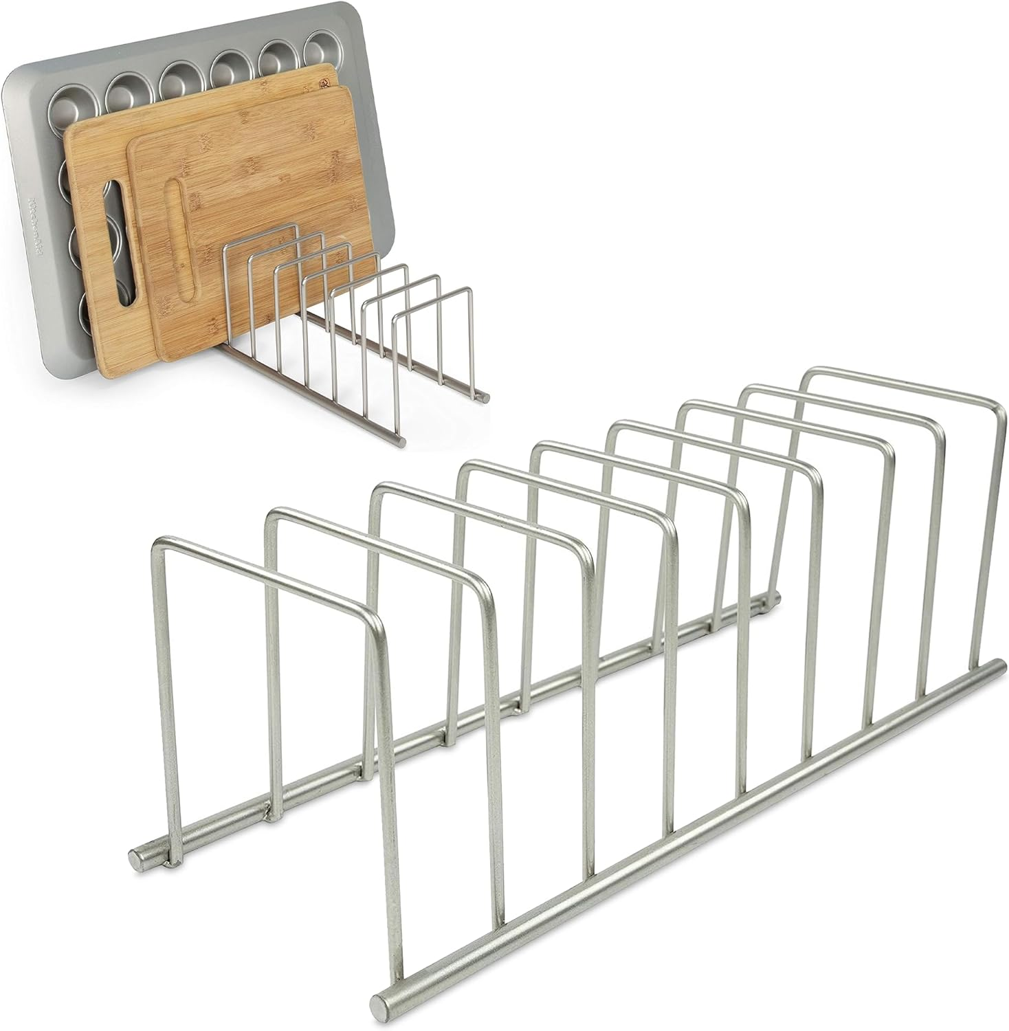 Spectrum Diversified 32078 Euro Lid Organizer, Plate Rack, Lid Holder, Square, Satin Nickel