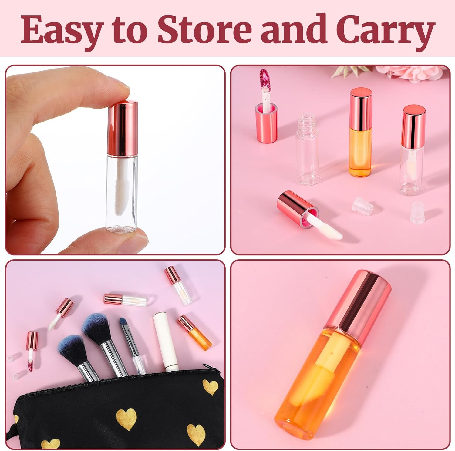 10 Pcs Empty Lip Gloss Tubes, 1.2Ml Mini Refillable Lip Balm Bottles with Rubber Insert and Brush Clear Plastic Lip Balm Gloss Containers for Samples Lips Balms Travel Split and DIY Makeup image number 1