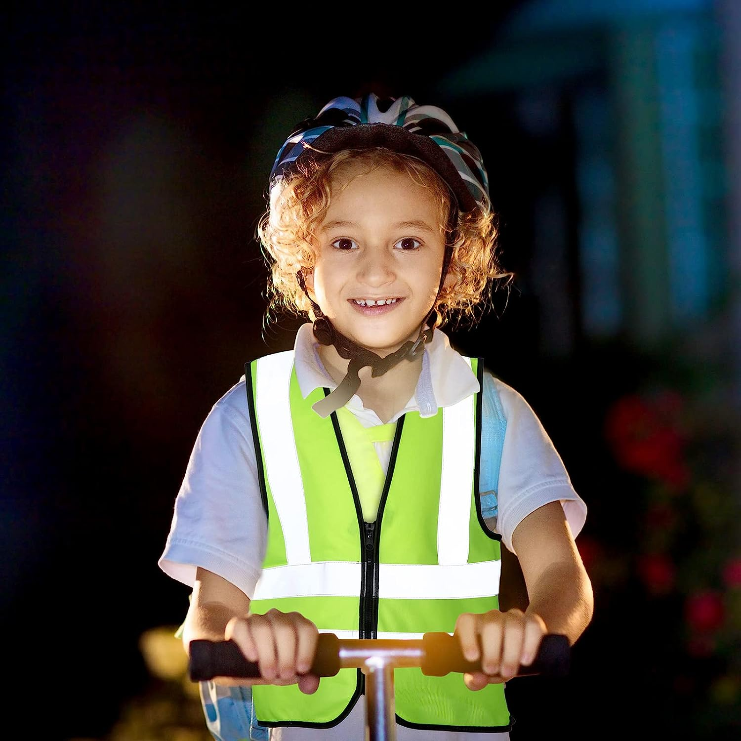 Unittype 4 Pieces Kids Safety Vest Construction Reflective Traffic Vest for Running Kindergarten Preschool Children - Orange image number 2