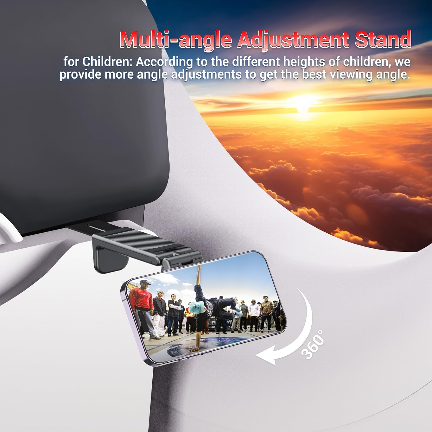 Profezzion Airplane Magnetic Phone Mount Holder, for Iphone 17 Pro Max Iphone 17 16 15 14 plus Handsfree for Seat Back Tray Table, Flexible 360&deg; Rotation, Must Have Travel Essential Accessory -White image number 4