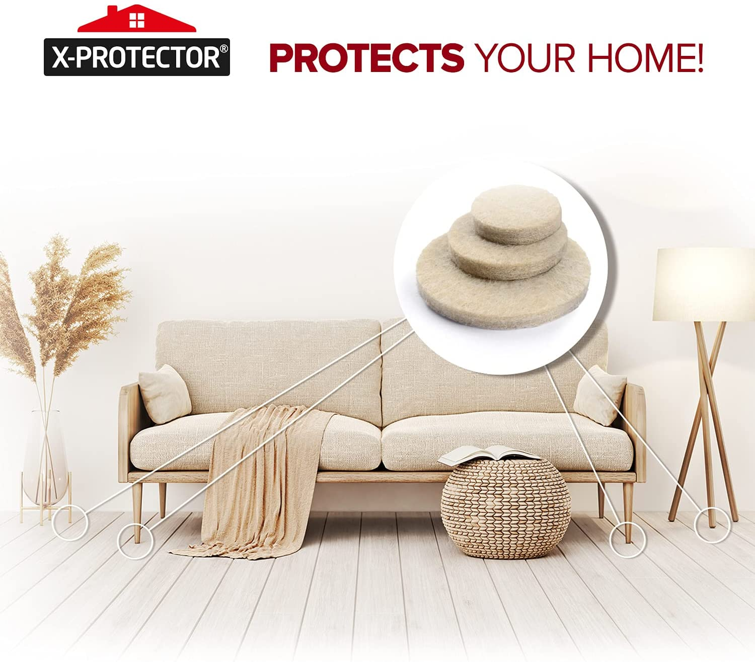 Premium Furniture Pads 235 Pieces X-Protector! Giant Pack of Felt Pads for Furniture Feet - Best Wood Floor Protectors for Furniture & Items - Ideal Chair Glides - Protect Any Kinds of Hard Floors! image number 1
