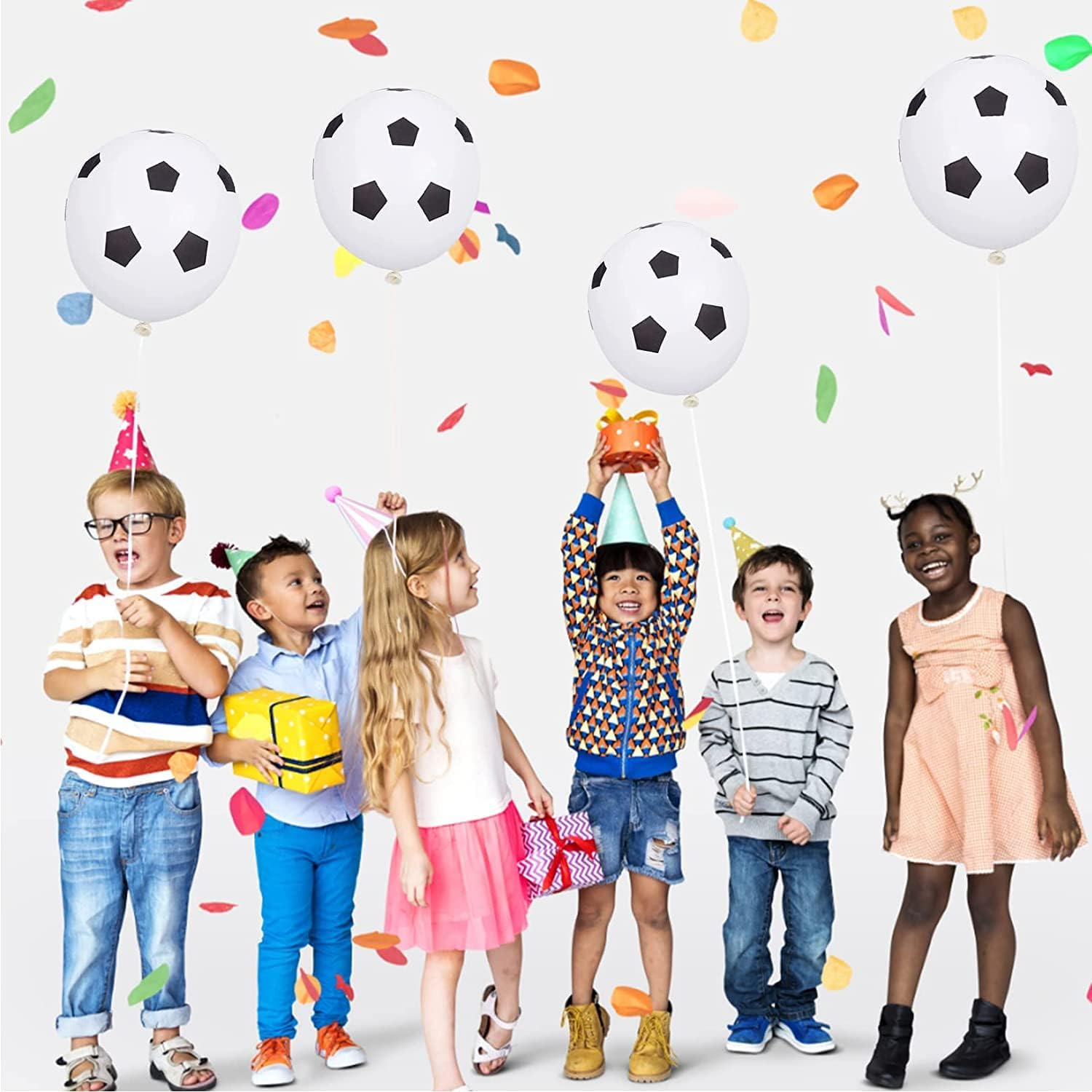 16 Pcs Black Soccer Latex Balloons 12 Inch Football Balloons,Black White Soccer Balloons,Birthday Balloons for Sport Theme Party，World Cup Party Kids Birthday Party，Football Fans Party Supplies image number 1