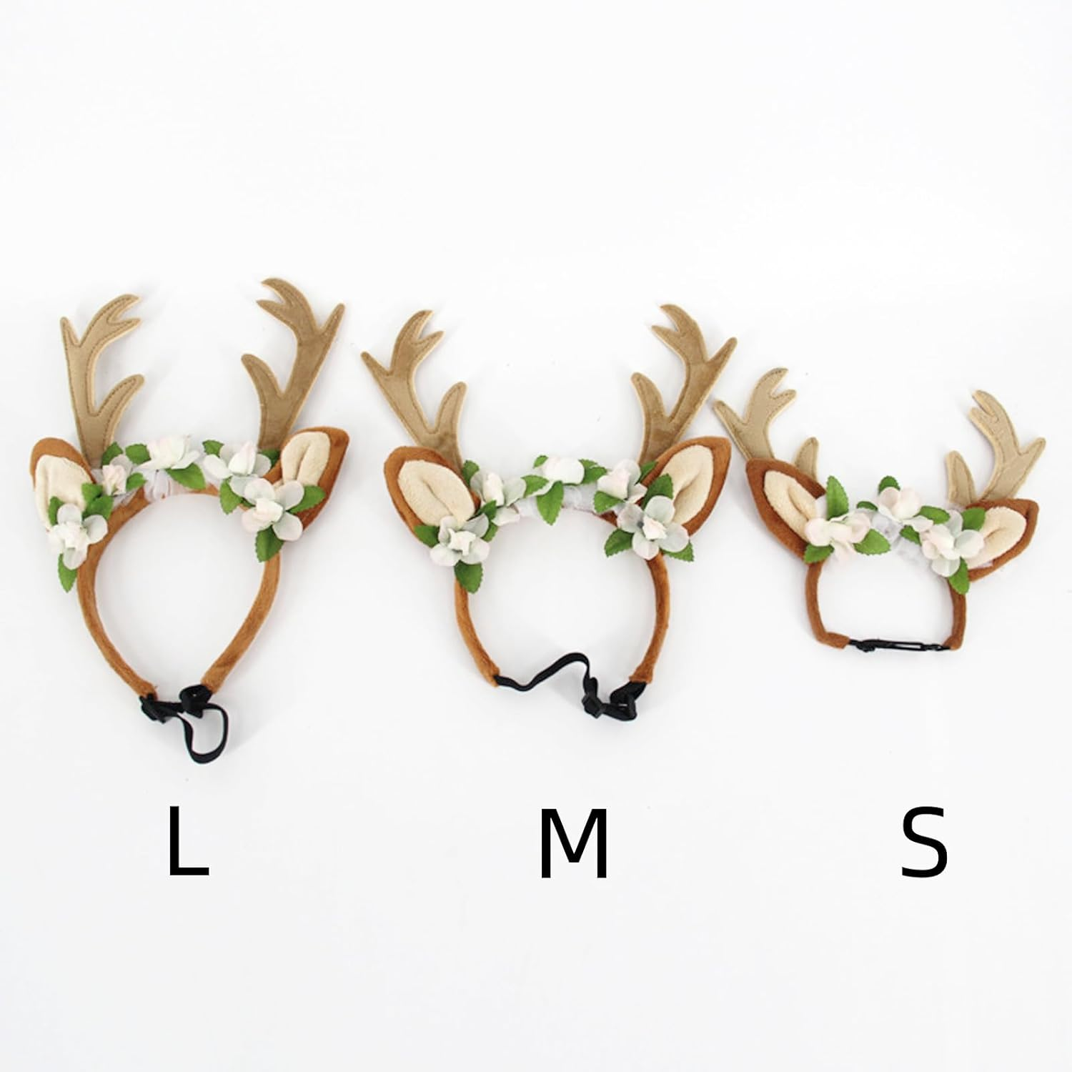 Adjustable Christmas Pet Deer Antlers Headbands Dog Reindeer Head Band Elk Headwear Cosplay Costume for Cat Puppy Pet &hellip; (Floral, L) image number 5