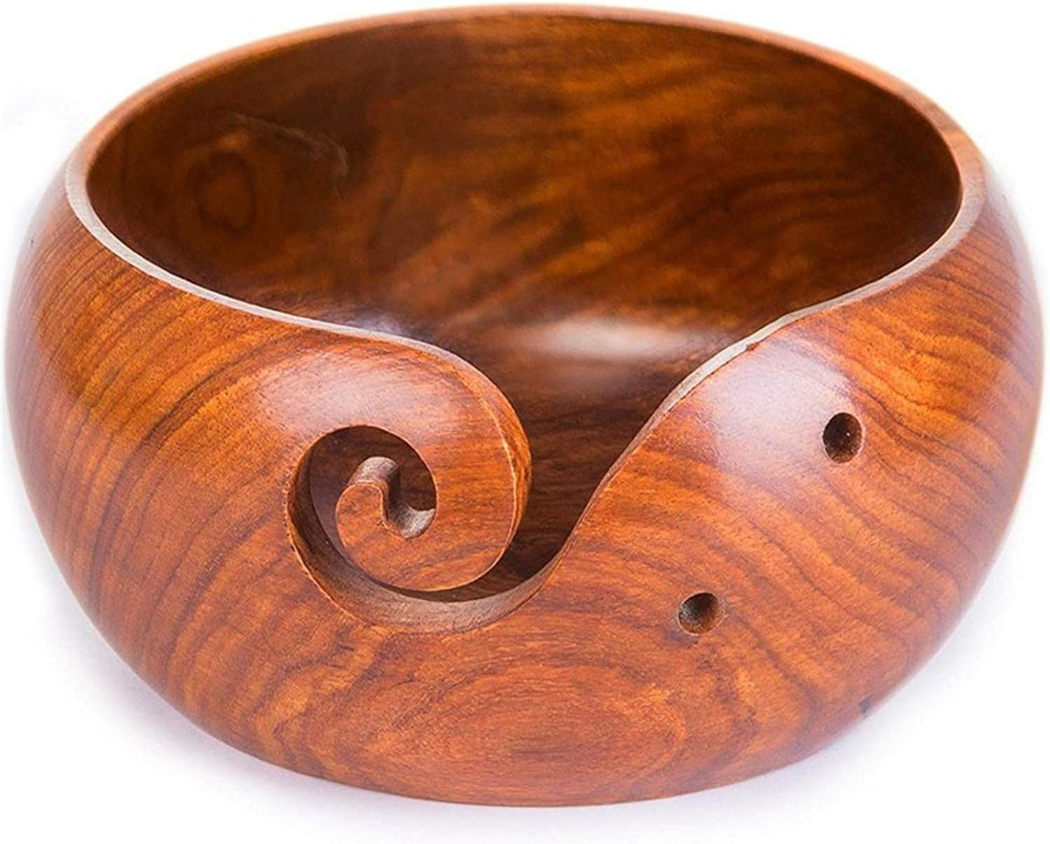 Joyeee Extra Large Bamboo Yarn Bowl with Lid, XL Knitting Box Case for Storage Big Wool Ball, DIY Wool Braid Craft, Handmade Square Cube Crochet Bowl for Wife, Mum, Grandmother 7.7 X 7.7 X7 Inch