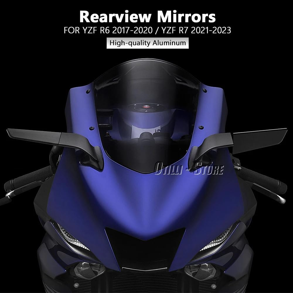 Compatible with Yamaha YZF R7 2021-2023 2024 2025/YZF R6 2017-2020 Motorcycle Accessories Black Rearview Mirrors 360&deg; Rotatable Wind Wing Side Mirrors image number 4