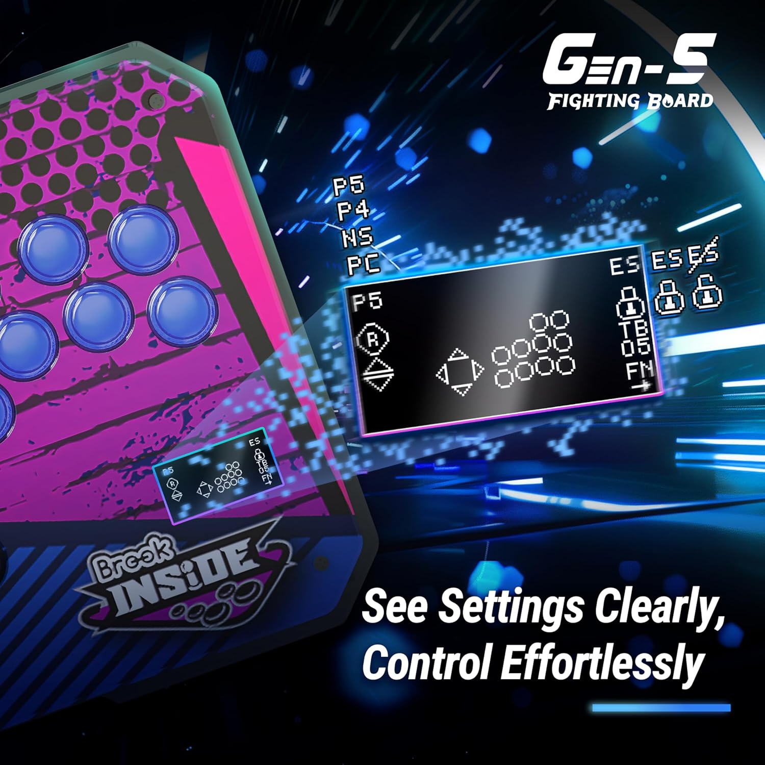 Brook Gaming GEN 5 Fighting Board with RGB Sticker &ndash; Multi-Platform Support for PS5, PS4, Switch, Switch 2 & PC &ndash; Ultra-Fast Input for Competitive Play【Exclusive Version】 image number 4
