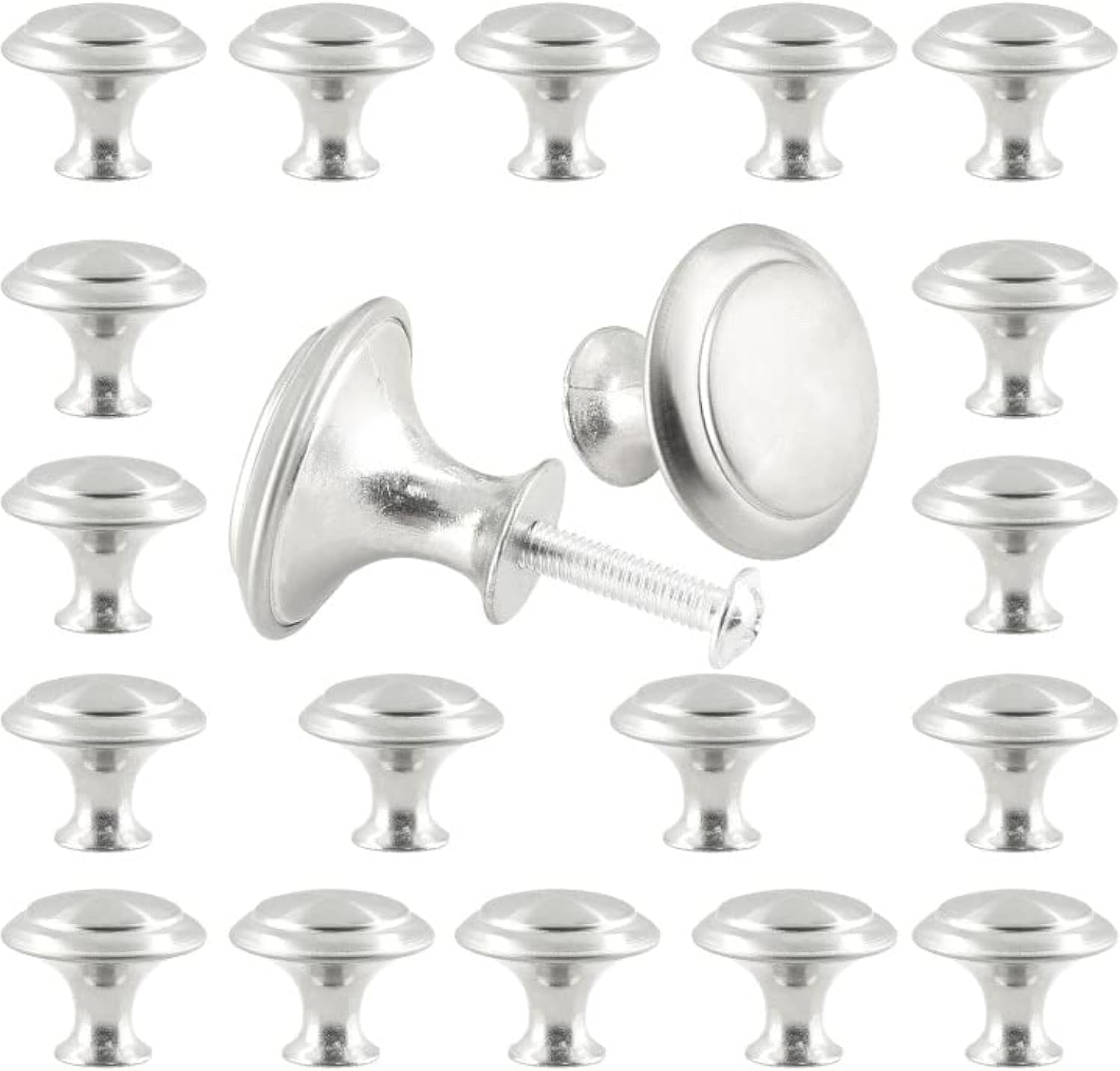 Auvotuis 20Pcs round Cabinet Knobs, 1Inch Matte Black Drawer Knob Pull Handles Modern Zinc Dresser Knobs for Wardrobe, Cupboard, Door