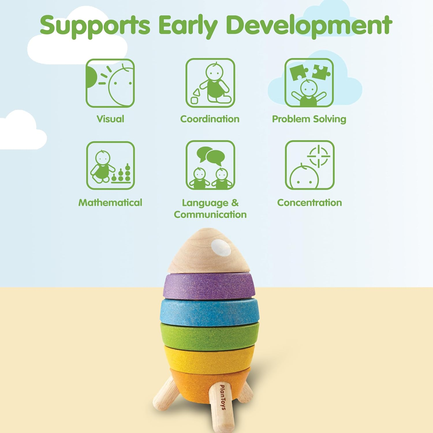 Plantoys - Stacking Rocket - Multicolor image number 6