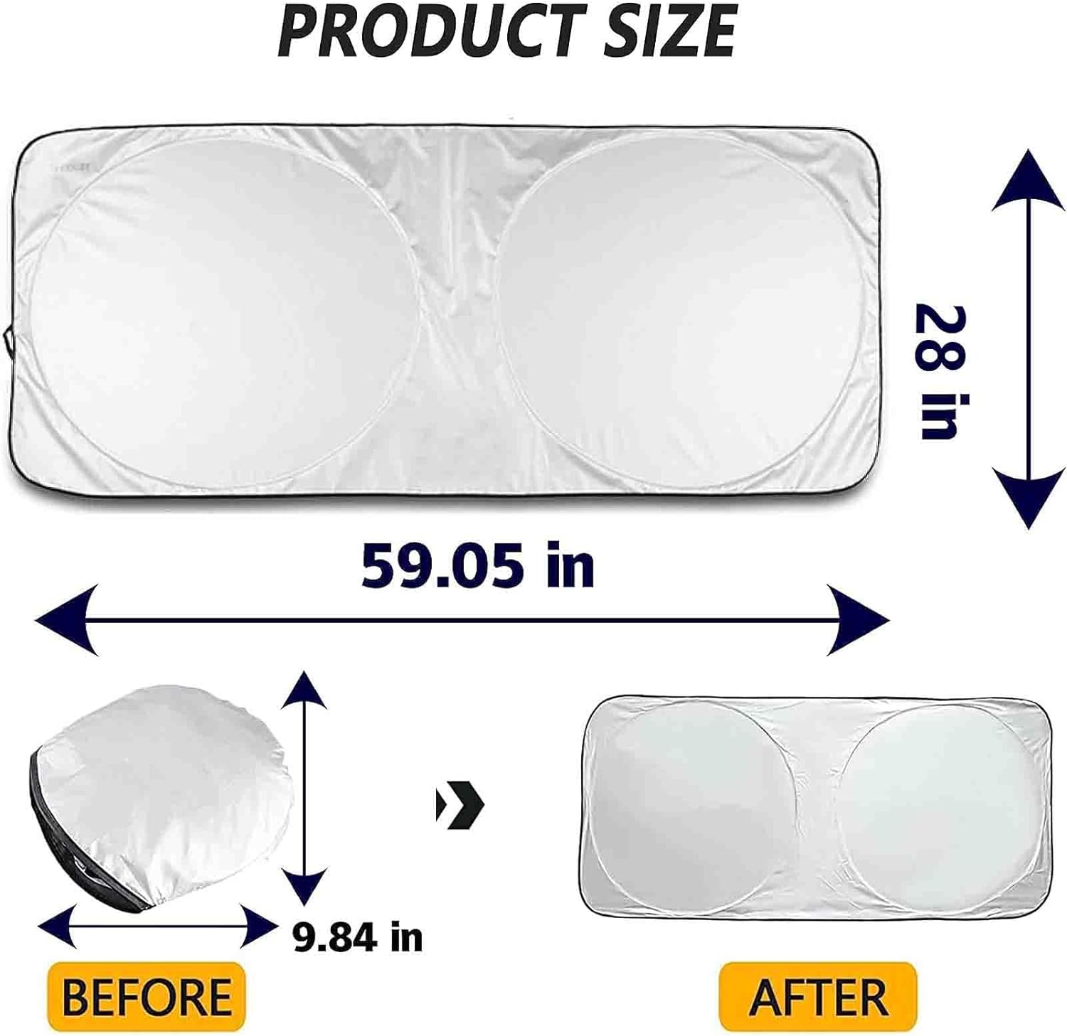 Windshield Sun Shade,Foldable Car Sun Shade Windshield,Sun Blocker for Car,Uv Block Shades for Front Windows,Suitable for Most Sedans,Suv and Trucks Accessories Prevents Fading image number 1