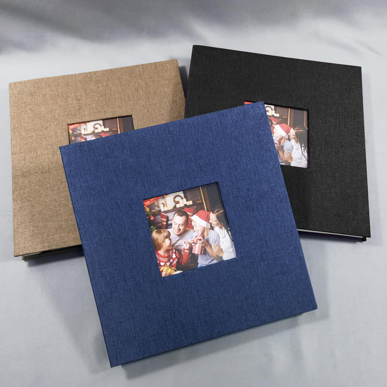 80 Pages Photo Album Self Adhesive, Diy Linen Scrapbook Album for 4&times;6 5&times;7 8&times;10 Inch Diy Scrapbook with 4 Metal Pens for Baby'S Growth Record, Wedding Scrapbook, Graduation Guestbook, Etc.(Black) image number 4