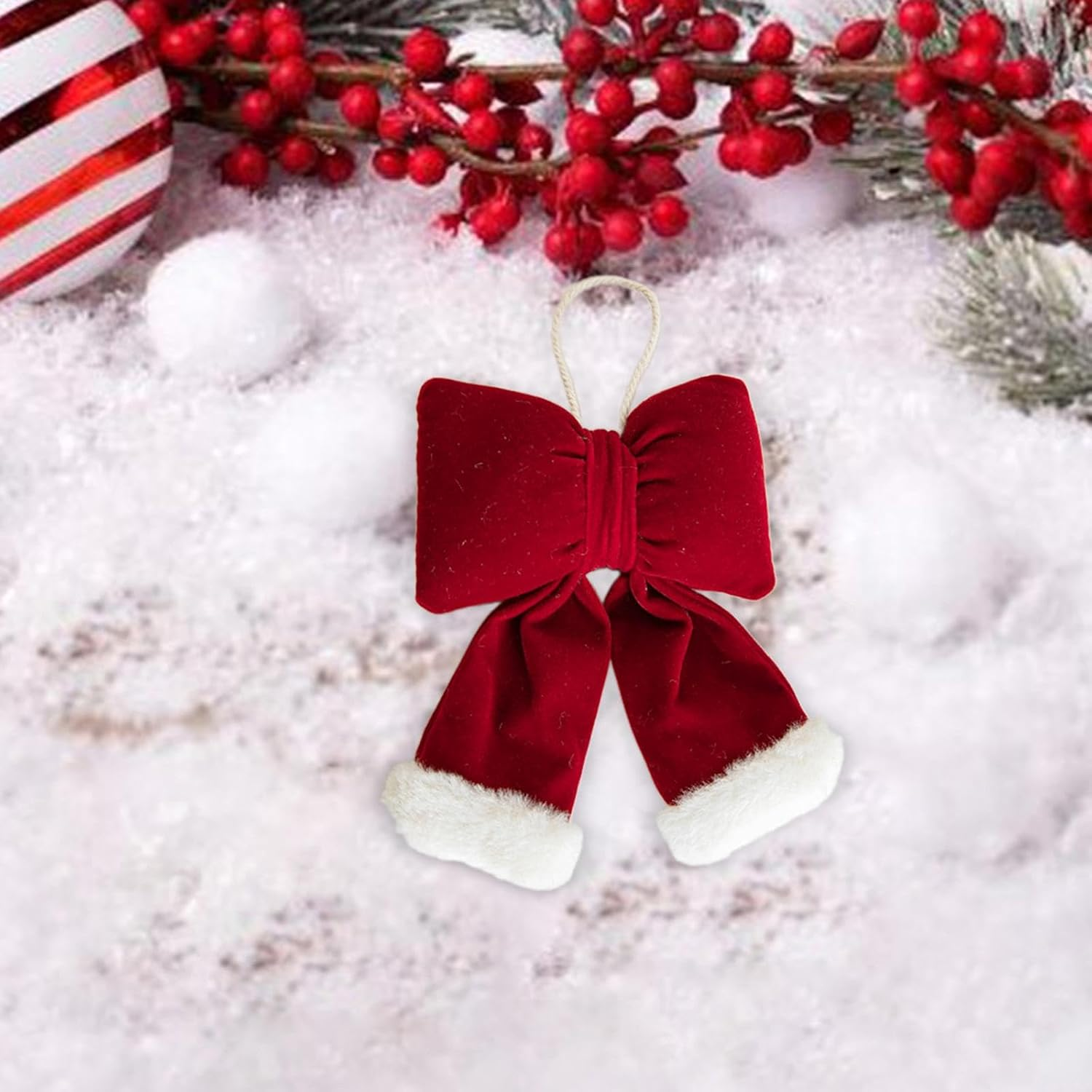 Christmas Bow Hanging Decoration Red Home Decor Celebration Ornament Hanging Pendant for Home Bedroom Window Housewarming, S image number 6