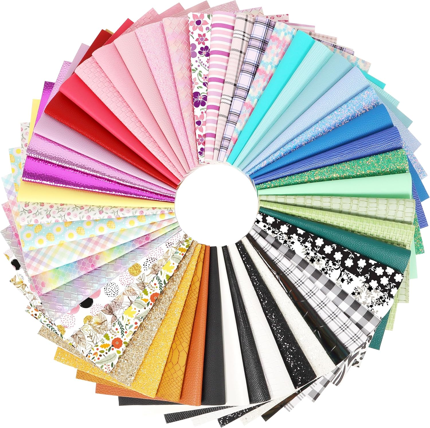 ZAIONE Random Faux Leather Sheets: Glitter Plaid Print Leather 20Pcs 8X12 Inch Grain Texture Embossed Colors Pattern Leather for Earrings Crafts image number 4