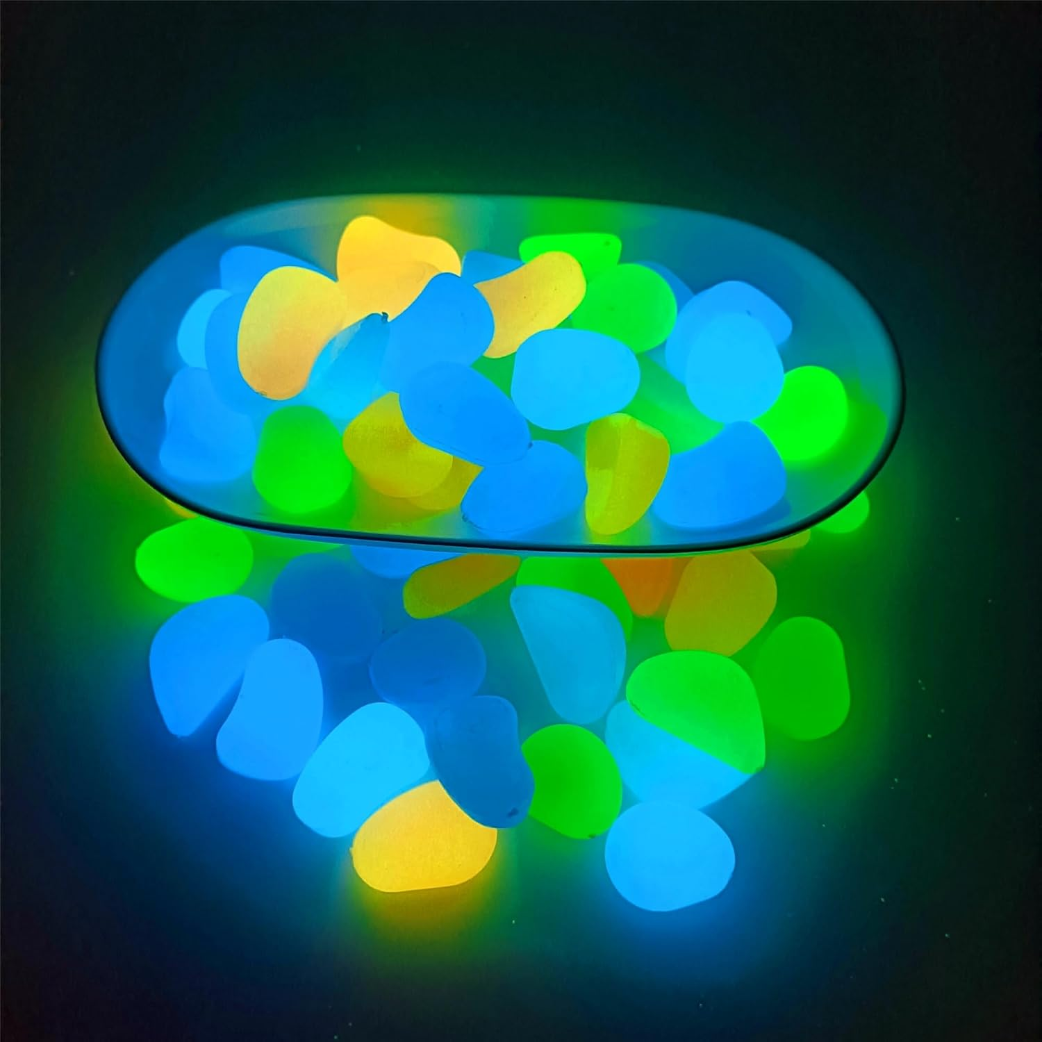 Big Rainbow Multicolor Glow in the Dark Rocks, Colored Pebbles, Aquarium Gravel, Fish Tank Gravel, Live Plants for Fish Tank, Glow Rocks for Garden Plant Pots Bonsai Walkway Driveway150 Pcs image number 5