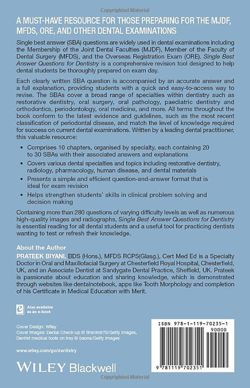 Single Best Answer Questions for Dentistry image number 1