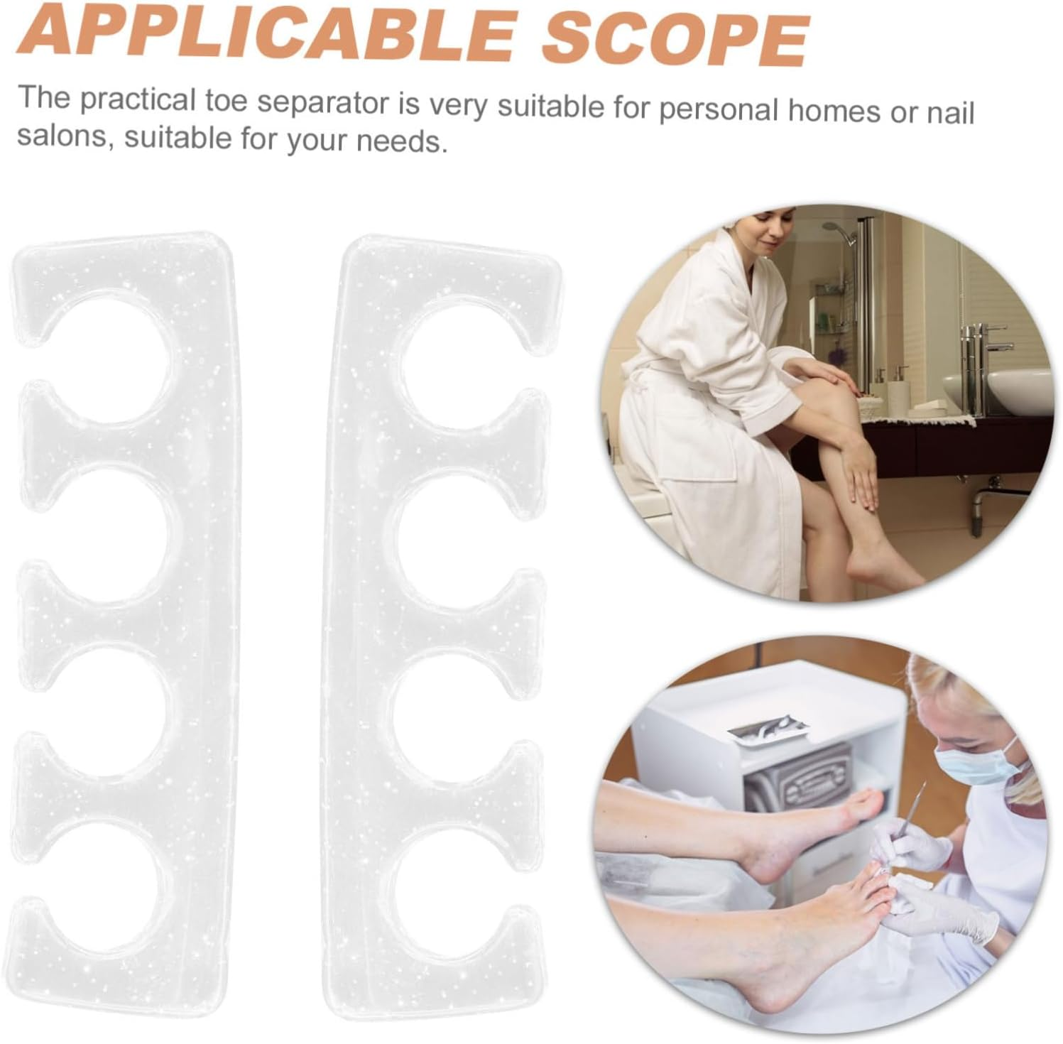 HONITANO 2Pcs Silicone Toe Separators Women Pedicure Toe Dividers Nail Art Spacers for Foot Care and Manicure image number 6
