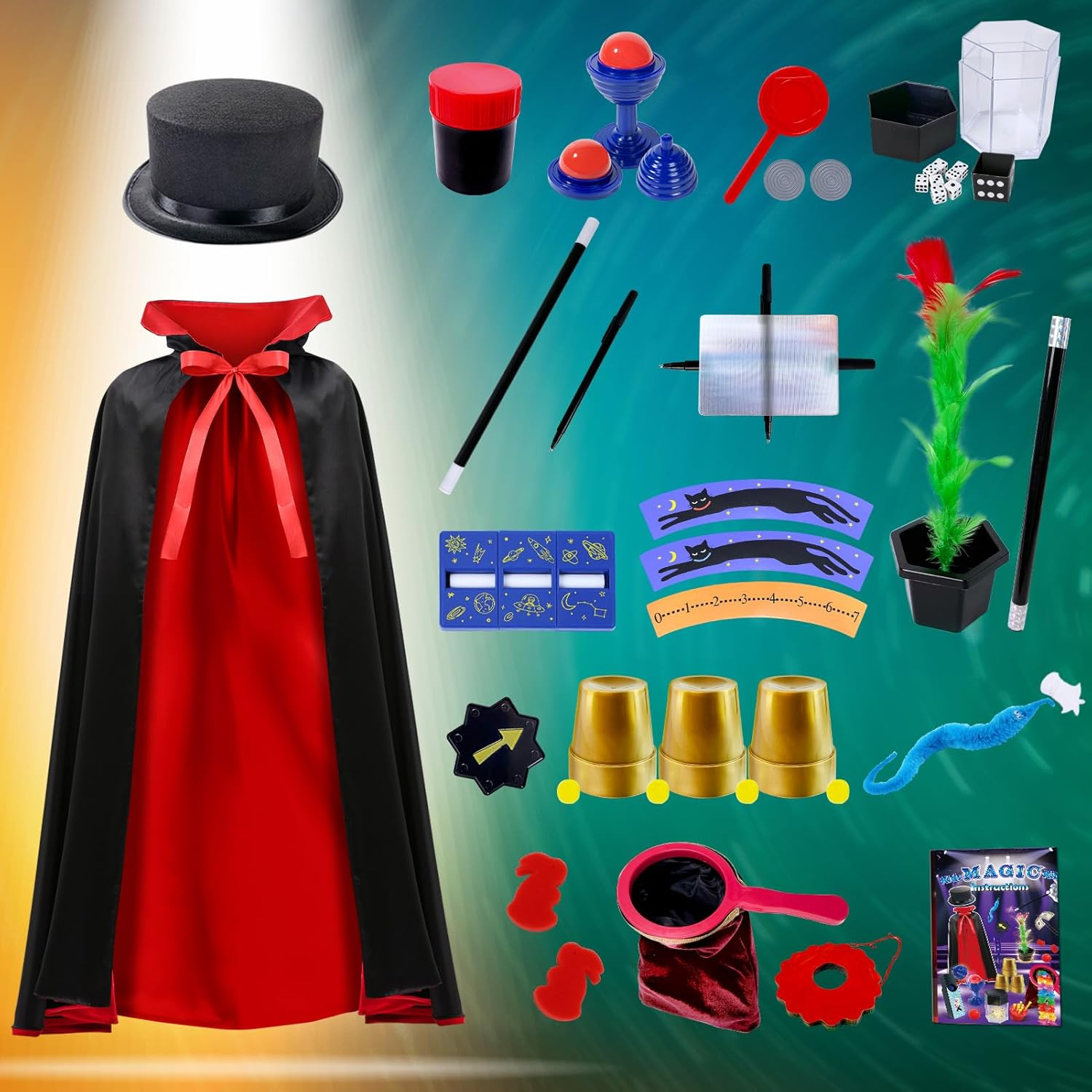 PATIFEED Kids Magic Kit, Magician Costume for Pretend Play, Magic Set with Instructions for Each Trick for Kids Ages 6 7 8 9 10 11 12 image number 5