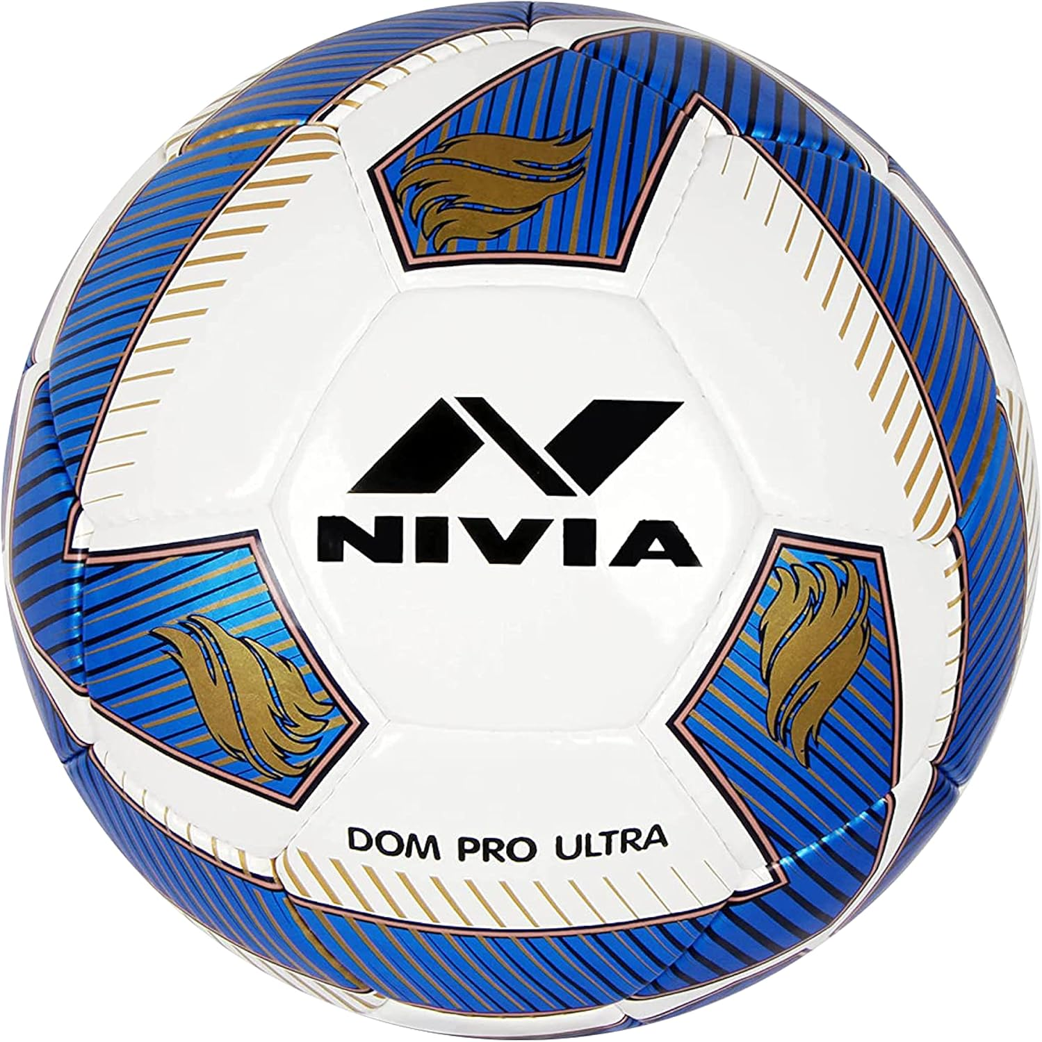 Nivia Dom Pro Ultra Soccer Football, 32 Panel Stitched Construction, Blue, 1 Football