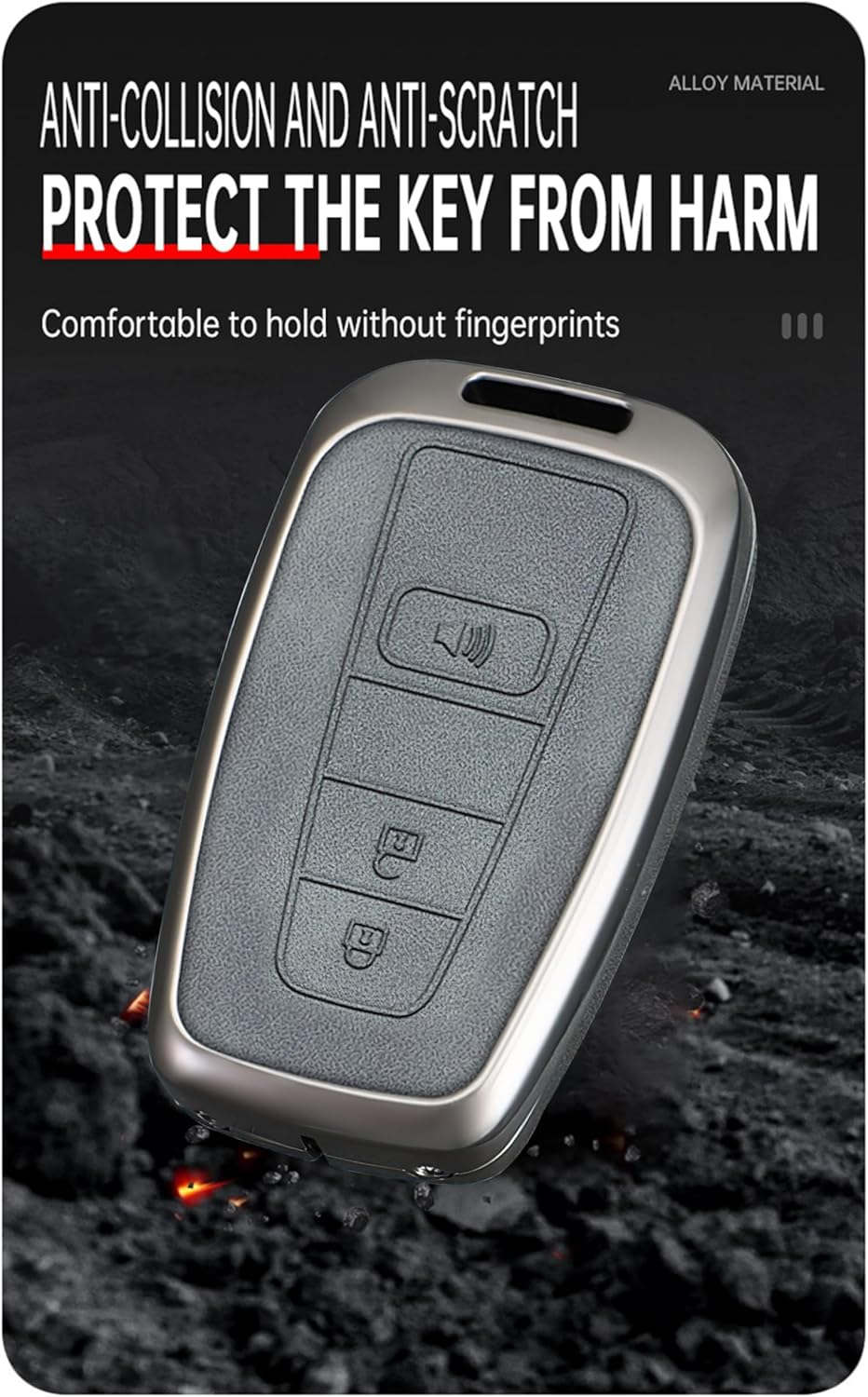 Ontto Zinc Alloy Car Key Case Cover Fit for Toyota RAV4 Prius Auris Yaris Camry Corolla C-HR CHR Land Cruiser Prado Smart Key Holder Case Shell Keychain Keyring Accessories 3 Buttons Trunk B2 image number 5