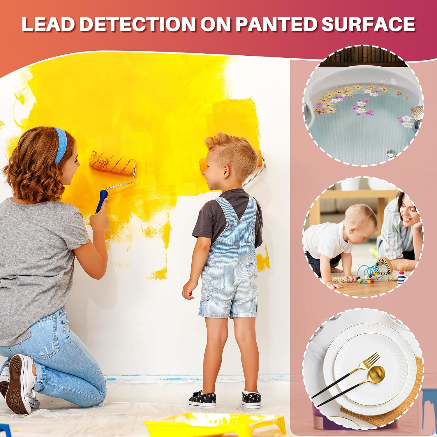 Lead Testing Swab, 10 Pcs Home Use Lead Test Kit, Lead Check Swab for All Painted Surfaces, Dishes, Metal, Wood, Toys, Test Results in 30 Seconds, Bag Packaging