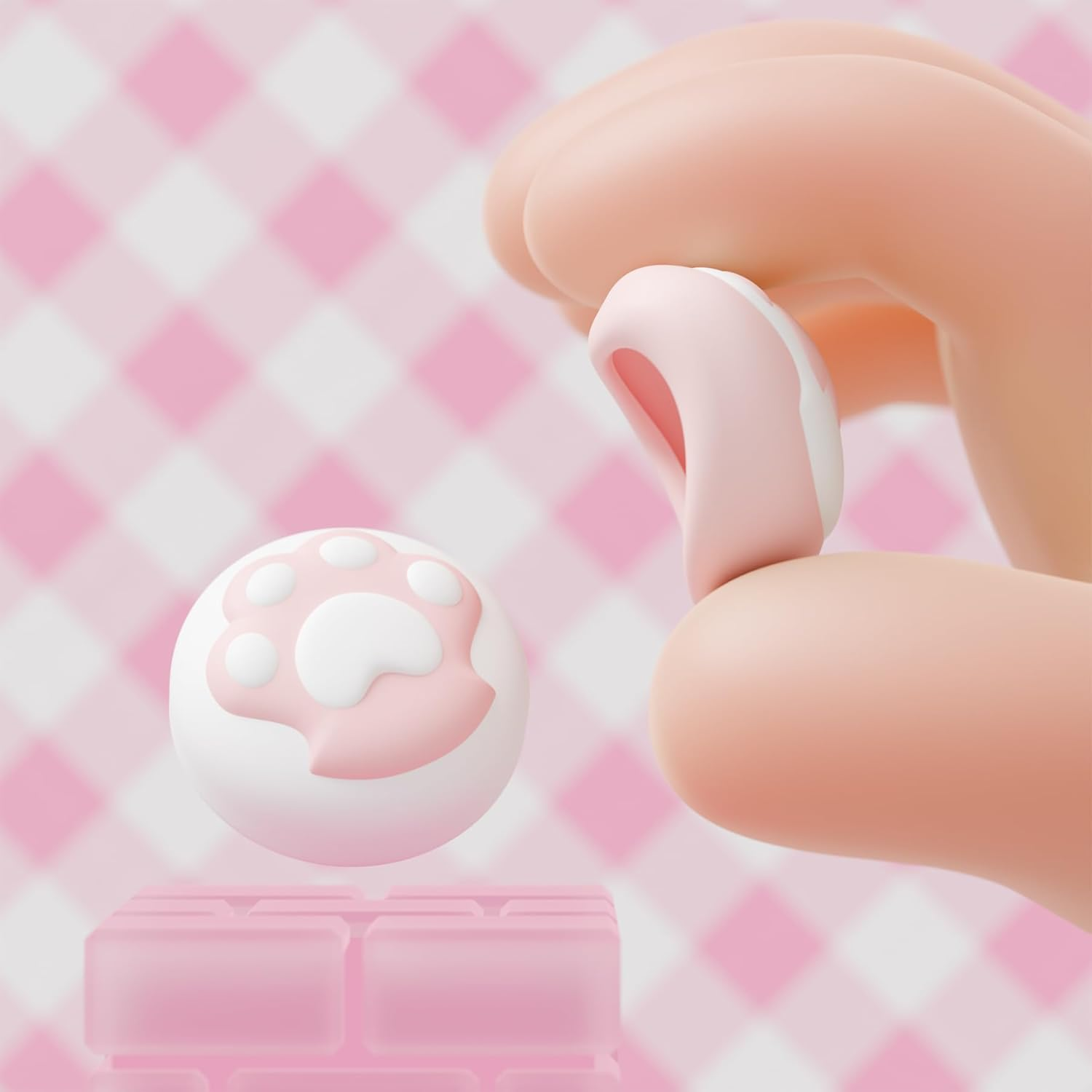 Playvital 8 Pcs Thumb Grips for Nintendo Switch 2, Kawaii Silicone Thumbstick Caps for Switch 2, Analog Cover for Joycon 2 Joystick Caps - Cat Paw