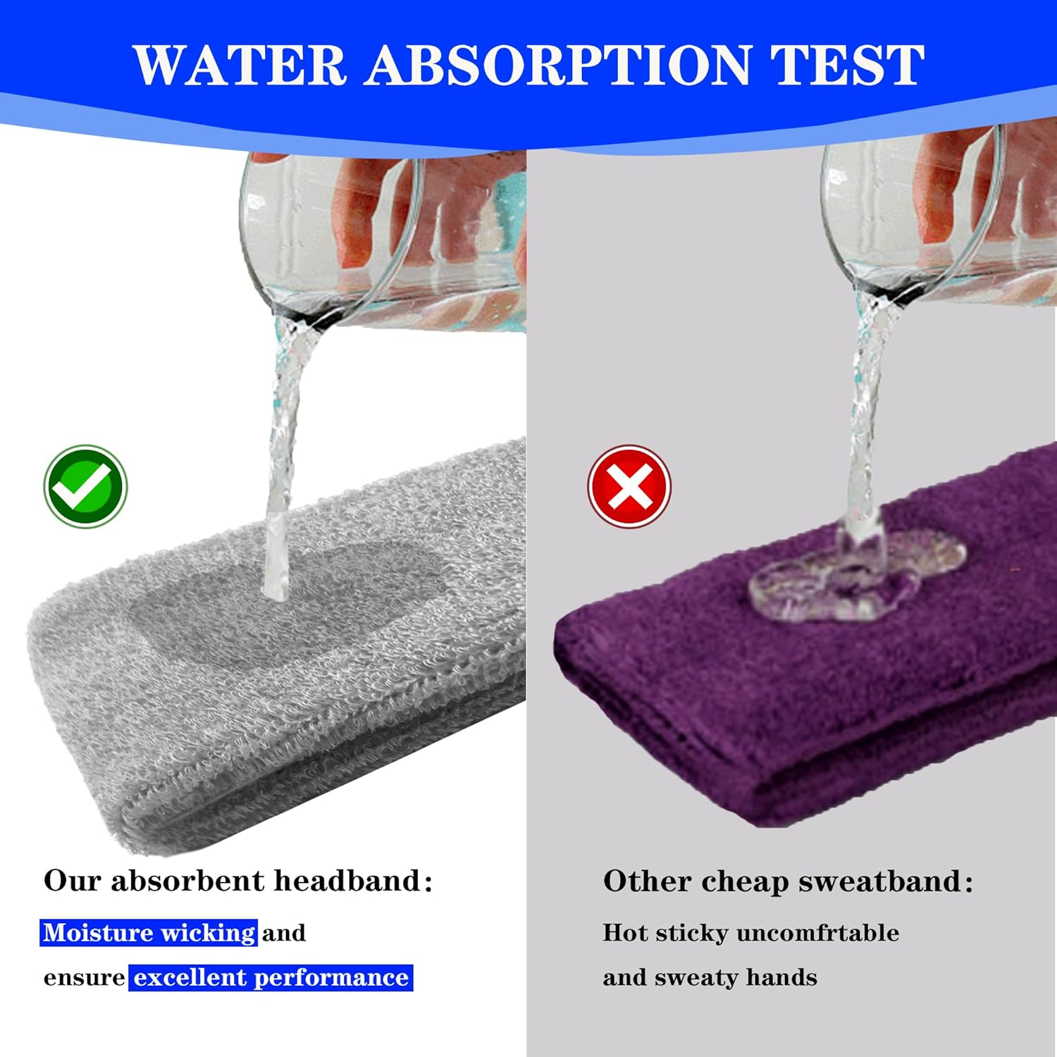 IMAGERIO 4 Pack Sweatbands Sports Headband for Men and Women, Moisture Wicking Athletic Workout Headband for Running, Tennis, Basketball, Yoga, Gym Stretchy Unisex Sweatband image number 6