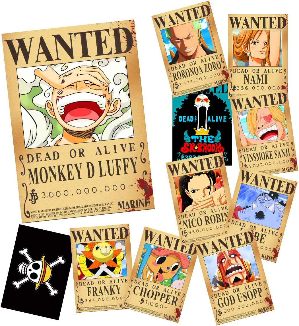 TYZZHOA 25PCS Anime One Piece Wanted Posters 30&times;21Cm, New Bounty Edition, Straw Hat Pirates Crew Nika Luffy 3 Billion, Zoro, Sanji, One Piece Anime Gifts(Retro)