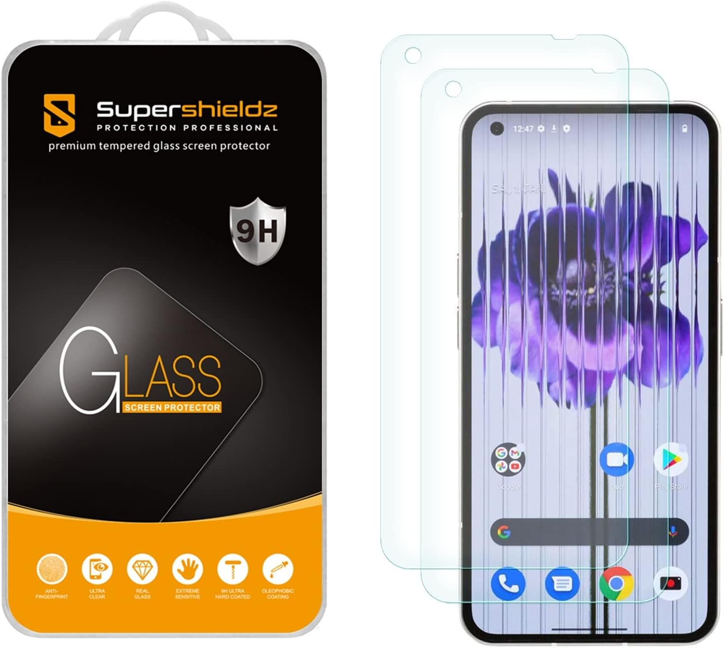 (2 Pack) Supershieldz Designed for Nothing Phone 1 Tempered Glass Screen Protector, anti Scratch, Bubble Free