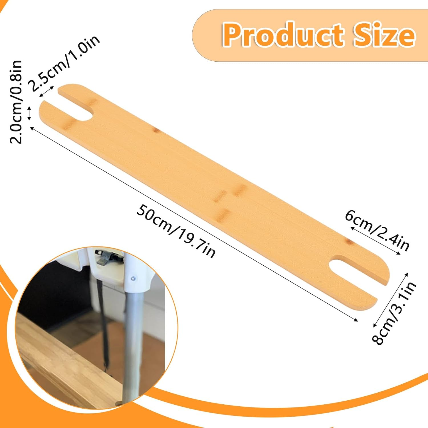 Bamboo High Chair Foot Rest - Adjustable Height, Prevent Slip Baby Highchairs Pedal Bamboo Wooden Footrest High Chair Accessories image number 6