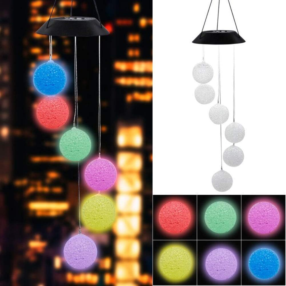 Mortime LED Solar Crystal Ball Wind Chime, 25" Mobile Hanging Wind Chime for Home Garden Decoration, Automatic Light Changing Color (Crystal Ball) - Automatic Color Change image number 6