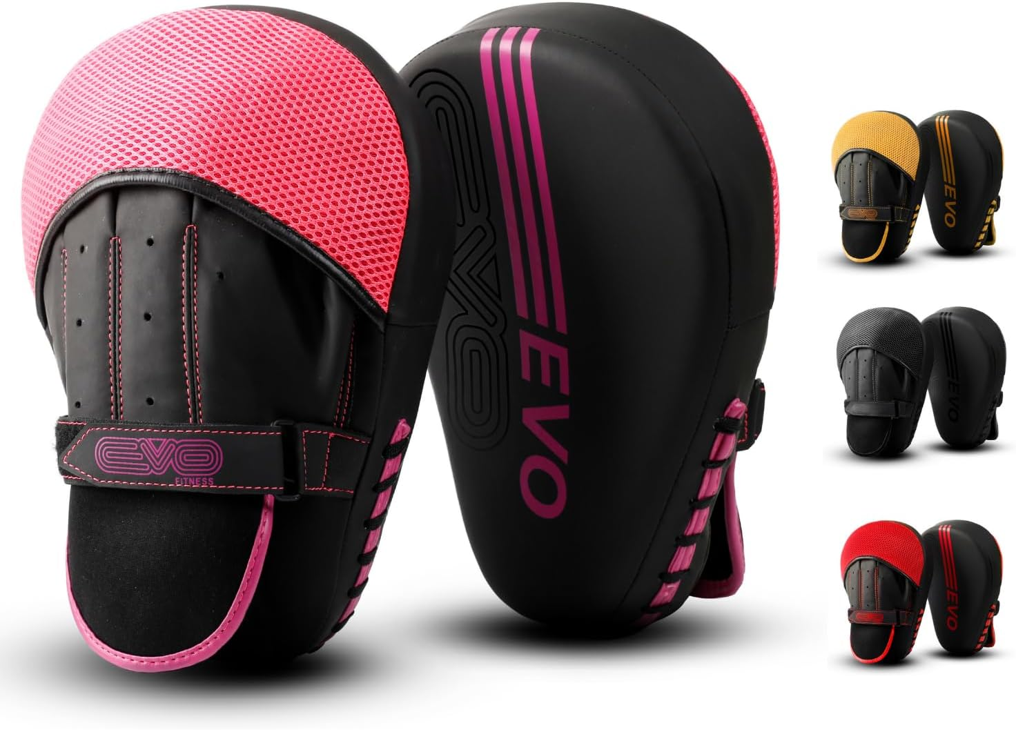 EVO Fitness Curved Matte Black Boxing Pads Men Focus Mitts Punching Women MMA Muay Thai Martial Arts Kickboxing Hook and Jab Hand Target Strike Shield Training Pads image number 1