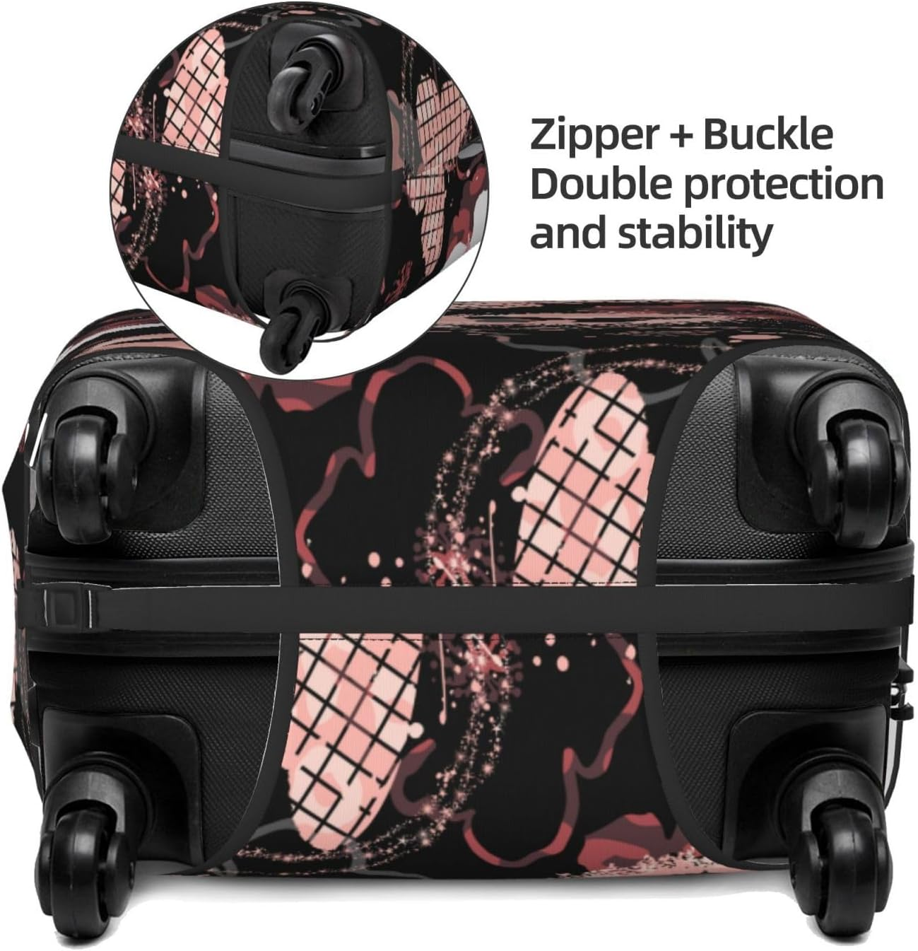 Lukbfall Cute Cats Silhouettes Luggage Suitcase Covers Elastic Washable Black Luggage Protector Travel Suitcase Protective Cover for Kid and Adult,, Butterflies #01, M (Fit 22-24 Inch Luggage) image number 5