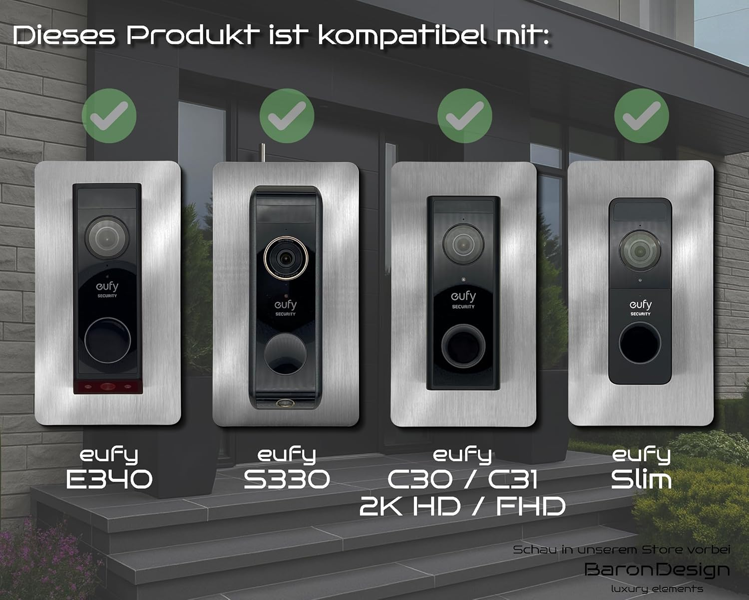 Baron Design | Stainless Steel Cover | Accessory for Eufy Video Doorbell | E340, 2K HD, S330, C30, C31, Slim | Mount, Shield, Plate for Bell image number 4