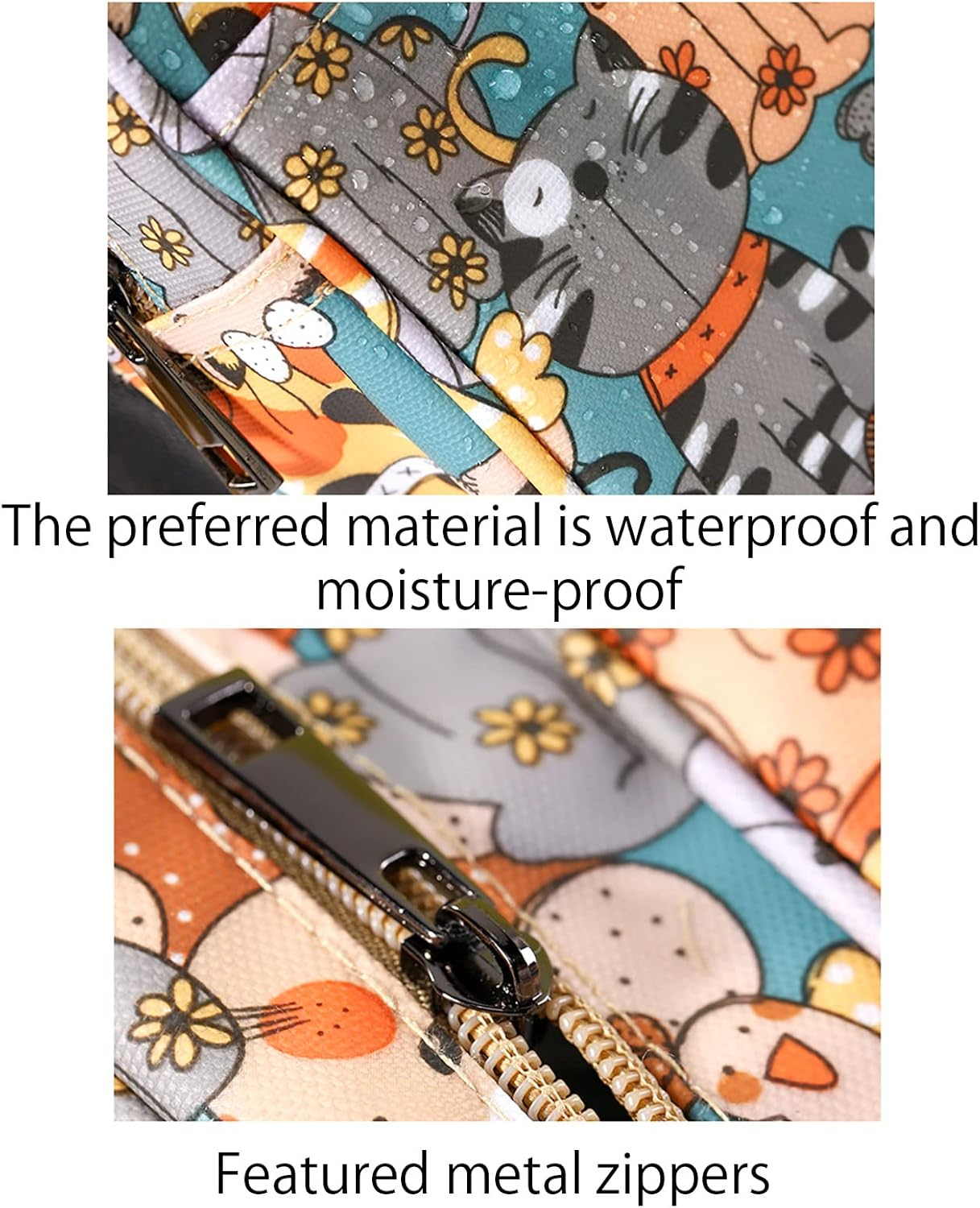 Toiletry Bag Travel Hanging Make up Wash Bags Large Portable Waterproof Cosmetic Shaving Bag Makeup Organizer Toiletries Bathroom Storage Case for Women Girls Ladies (Green Cat) image number 2