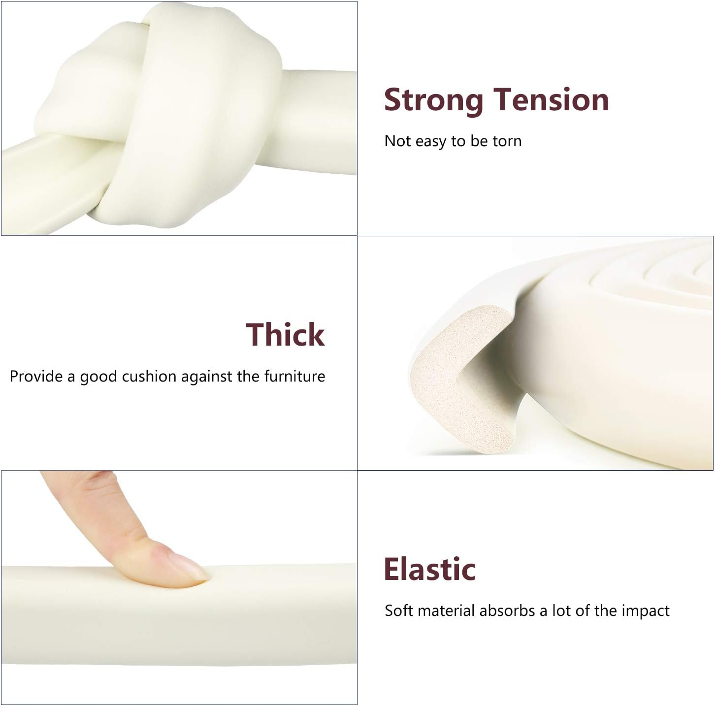 Baby Proofing Edge & Corner Guards,22.3 Ft-(19.68Ft Edge + 8 Corners) Furniture Bumper Cushion Table Edge Corner Protector Non Toxic and Safe for Fireplace, Stair, Cabinet, Countertop, White image number 5