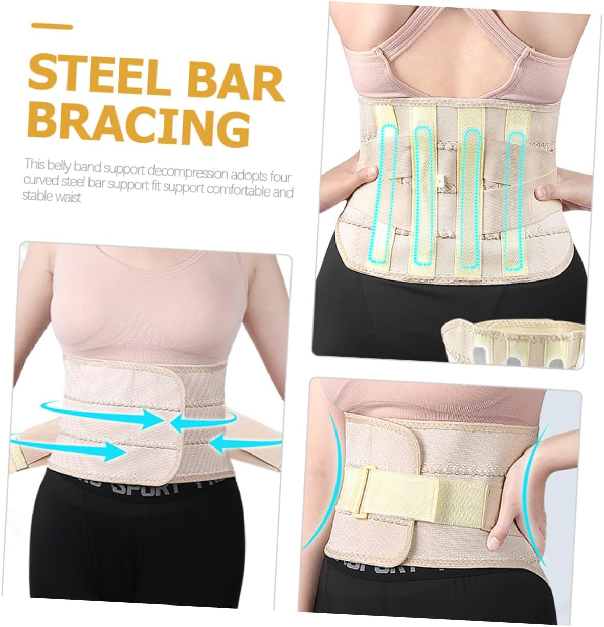 Postpartum Waist Trainer Band for Women Breathable Cotton Abdominal Girdle with Steel Support Waist Shaper for Postpartum Suitable for Yoga Running and Daily Wear image number 6