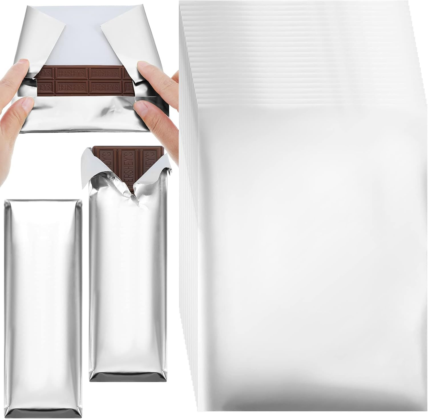 Tanlade 200 Pcs Gold Aluminium Chocolate Candy Wrappers with Thick Paper Backing, 7.5 X 6 Inch, Party, Occasion: Christmas