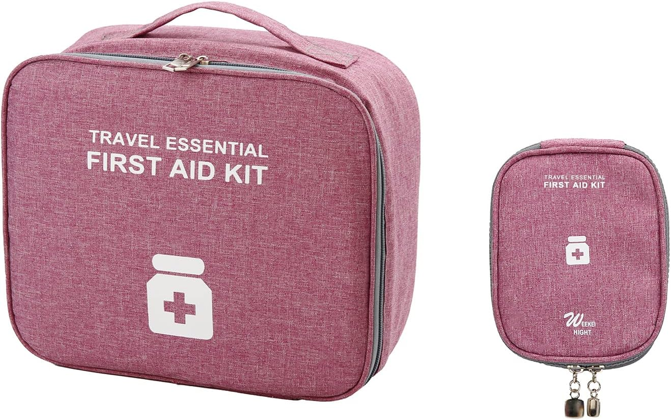 Empty First Aid Bags, Travel Medicine Bag, Medical Supplies Organizer, Portable Kit for Travel, Car, Home, Camping, Office, Hiking, Outdoor (Oxford Green)