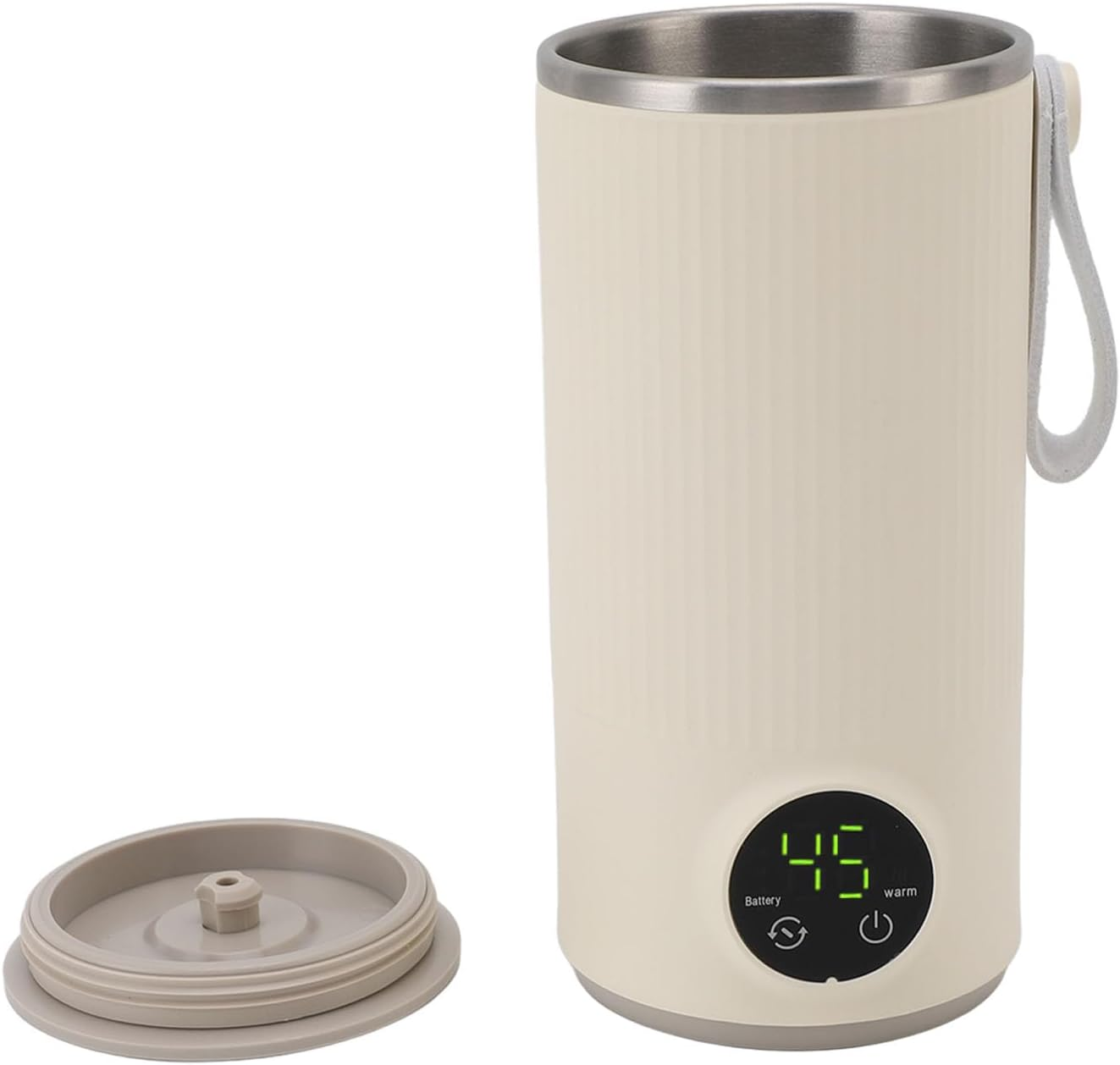 Portable Milk Warmer and Mixer, 400ML Cordless Travel Bottle Warmer Fast Heating, Stainless Steel Milk Frother USB Charging for Breastmilk Formula Coffee